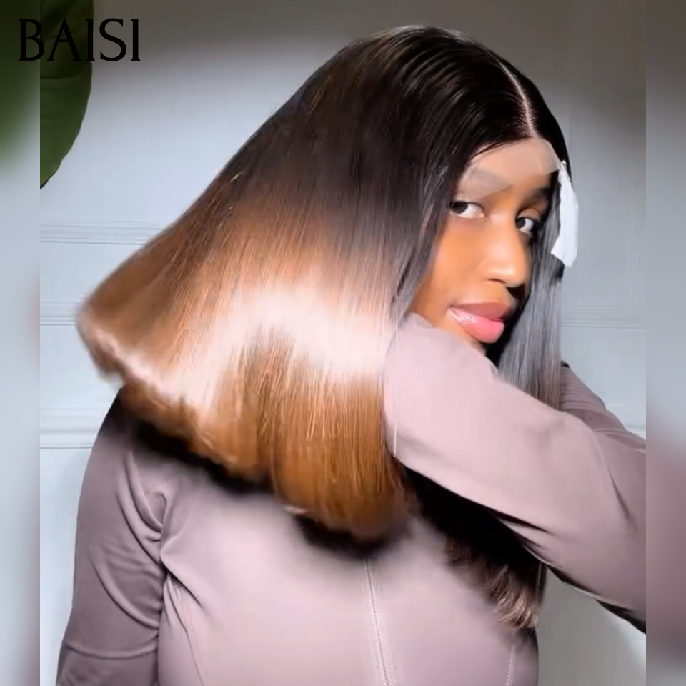 BAISI 2X6 Perruque Vietnam Hair Lisse SDD BONE en couleur Marron 1BT4# MOITIE PRIX en 100% Cheveux Humains