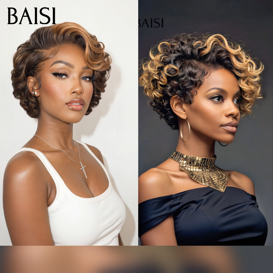 BAISI Fournisseur grossiste 2 BOB 100€ 13x4 lace pixie perruque ou 10 perruques 150€ (32p+24p+14p+10p)différentes couleurs promotion valise aujourd'hui stock pas bcp blended humains hair sans retour