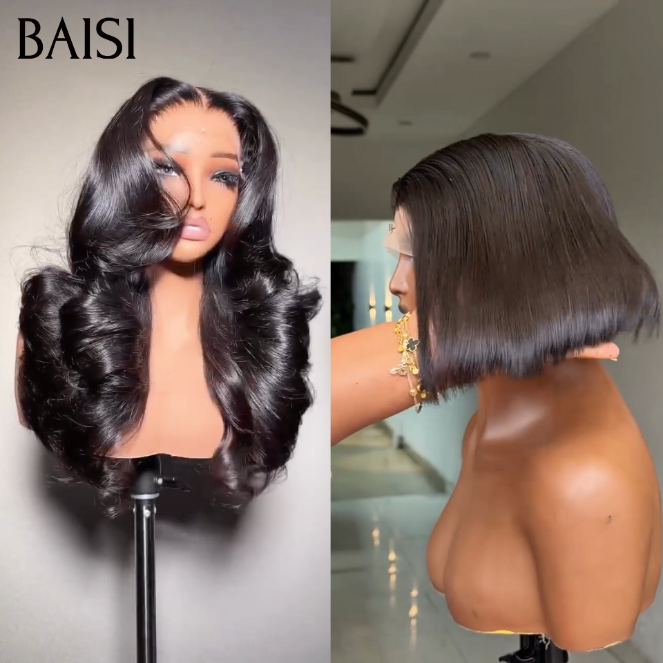 BAISI 3 Parrucche da rivendere € 299 Onda riccia e Liscia e 065C Nera in capelli umani veri al 100% VIP100