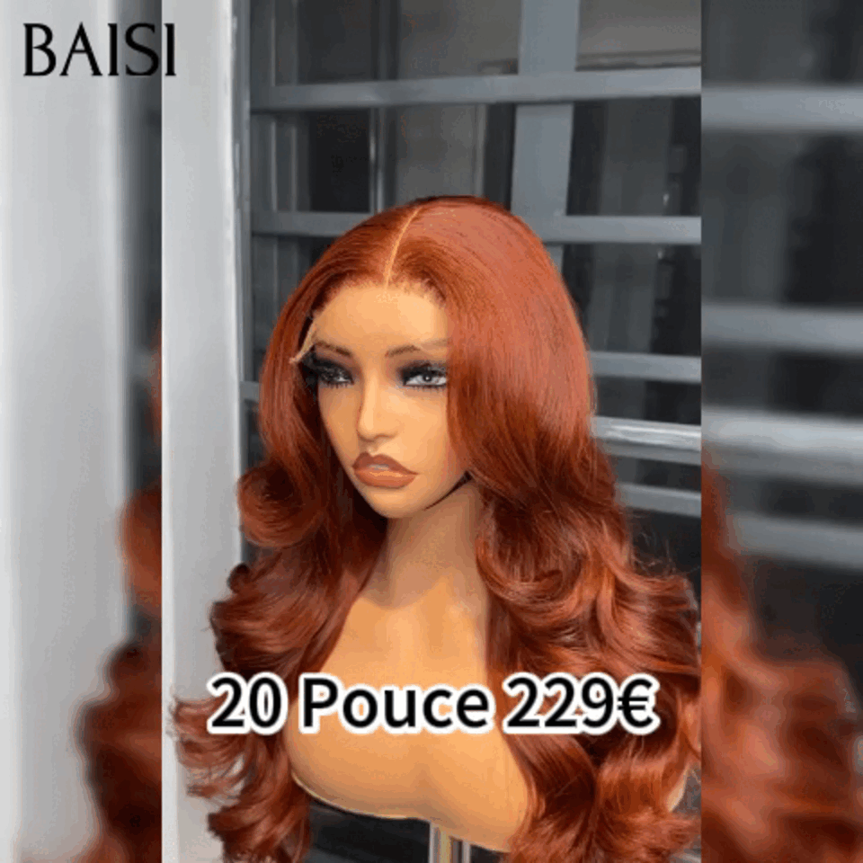 BAISI 13x4 lace Frontal Perruque Body Wave en couleur NOIR ou Gingembre Orange 20 Pouces 229€ en 100% Cheveux Humains
