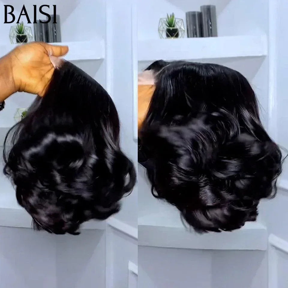 BAISI Offerta Flash € 75 Parrucca Pixie 4X4 Riccioli a uovo Nero con riga laterale 1B# in capelli umani al 100% FR38