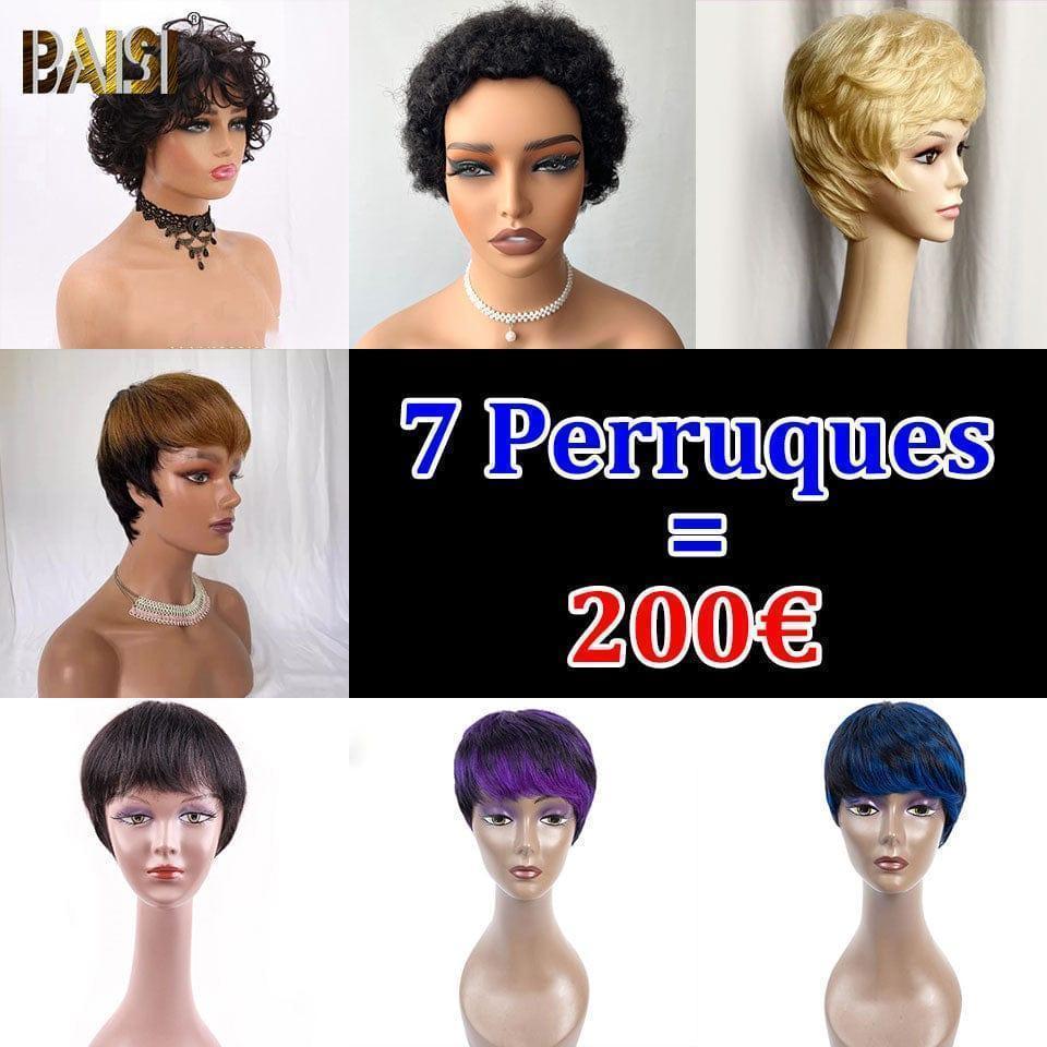 BAISI bob liscio con frangia 8 pollici SDD dritto 66 euro o 7 Parrucche 200€ lotto in promozione vendita saldi In 100% Capelli Umani