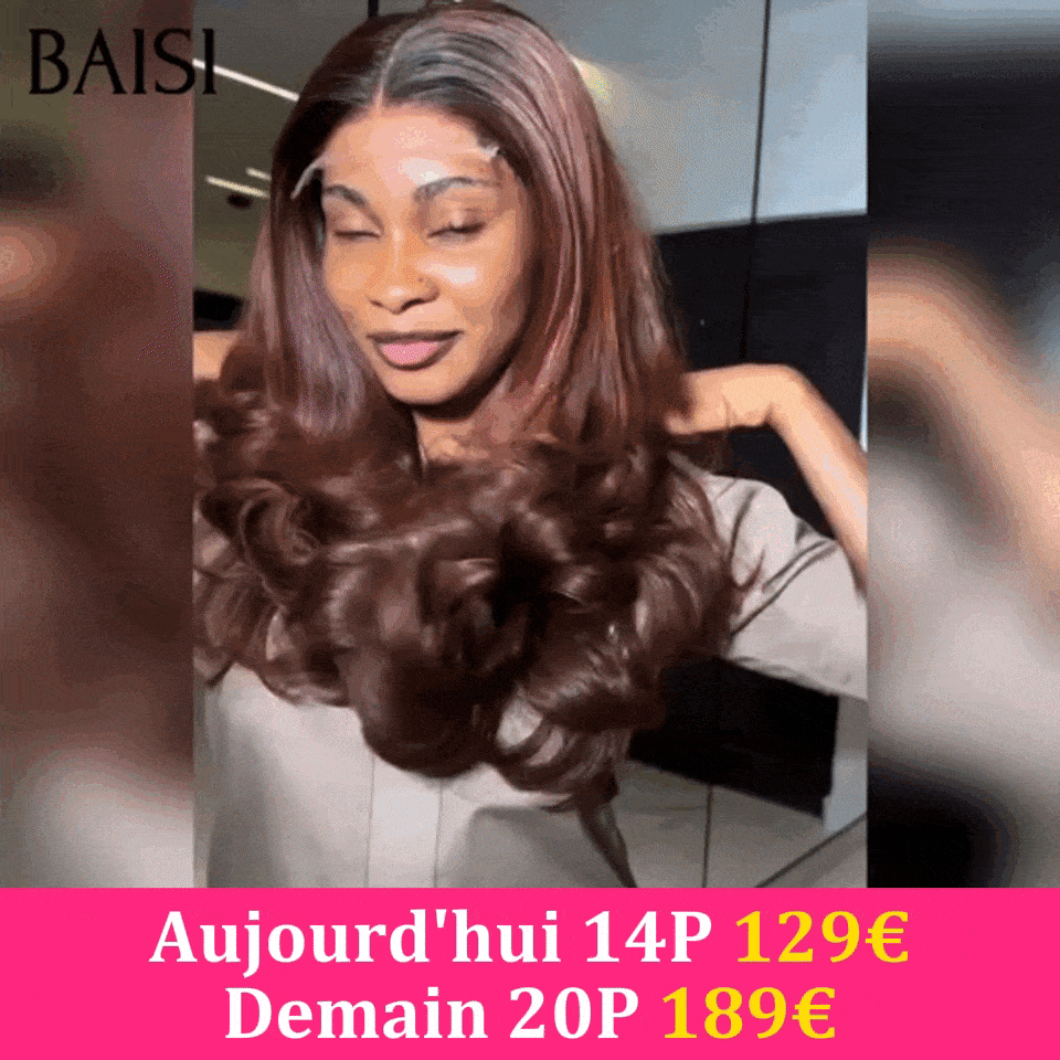 BAISI Offre à durée limitée closure lace body wave en marron en 100% Cheveux Humains