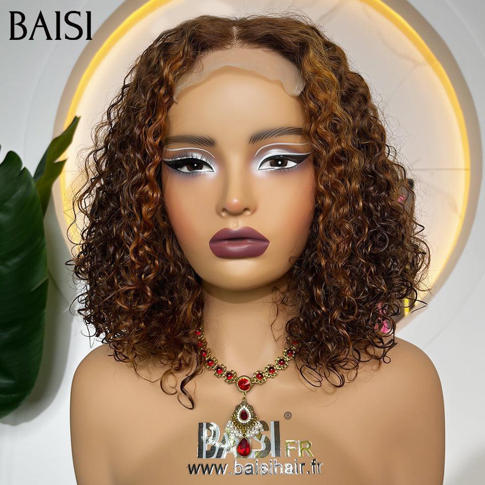 BAISI 4X4 Parrucche di lusso Water Wave a colori 4#Mix30# doppio volume di capelli vergini disegnati densità del 250% 14 pollici in capelli umani al 100%