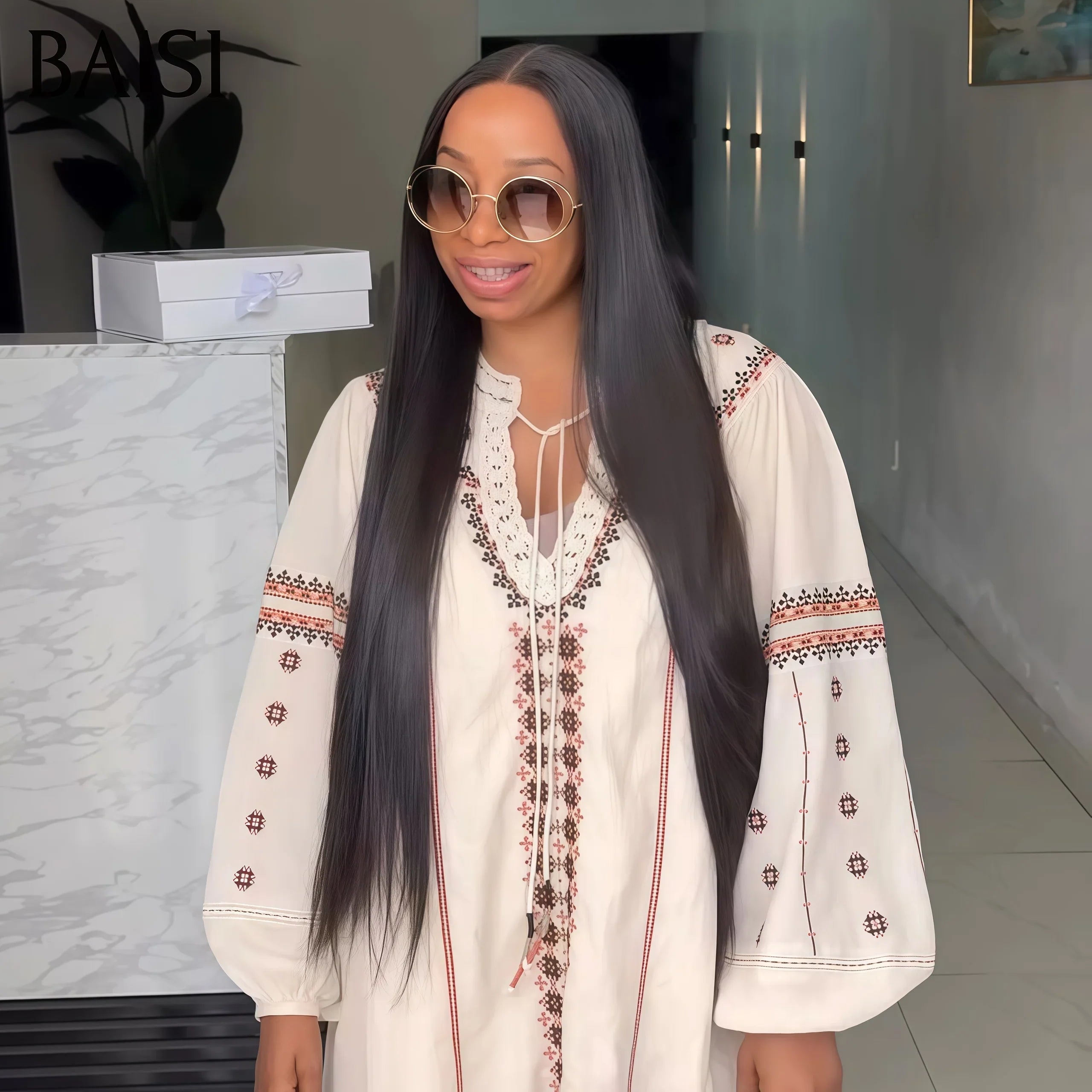 BAISI 13x4 Frontal Perruque Lisse 24 Pouces En Haut De Gamme En 100% Raw Hair
