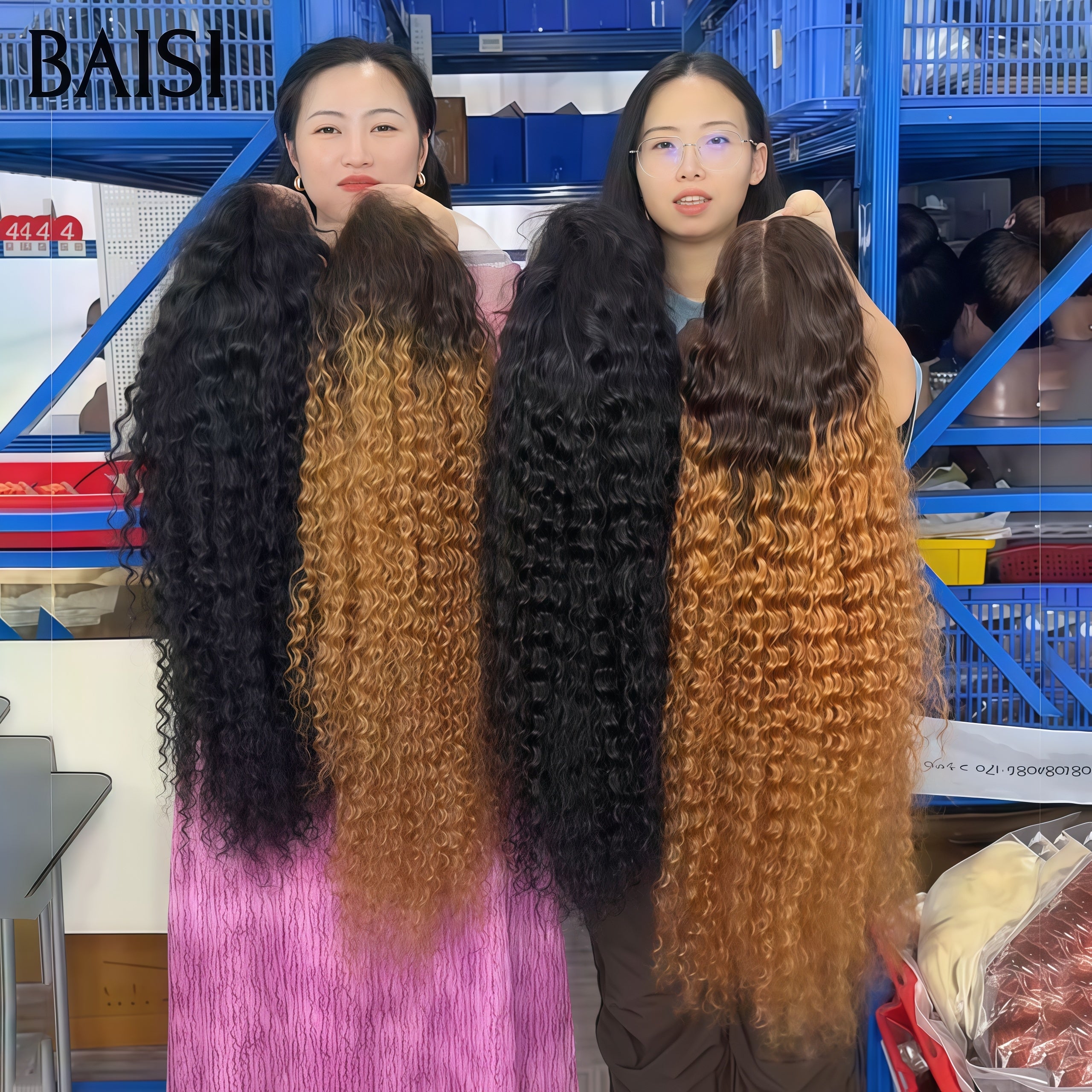 BAISI 2 Perruques 200€ 13X4 lace frontal deep wave en couleur marron et NOIR 100% vrais cheveux humains