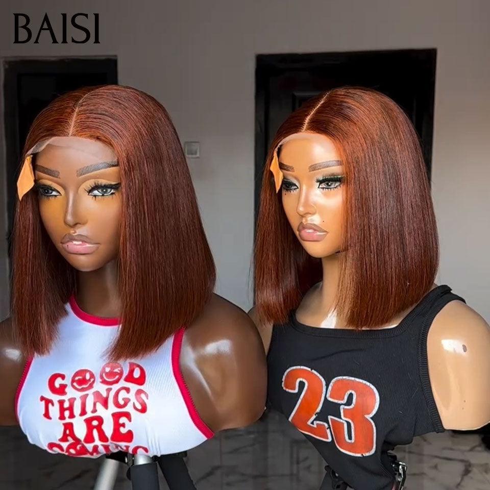 BAISI Peruca lisa com franja 10 polegadas na cor 99J, densidade 200% 82€ ou 2x6 lisa de luxo 10 polegadas castanha 119€ em 100% cabelo humano BS120