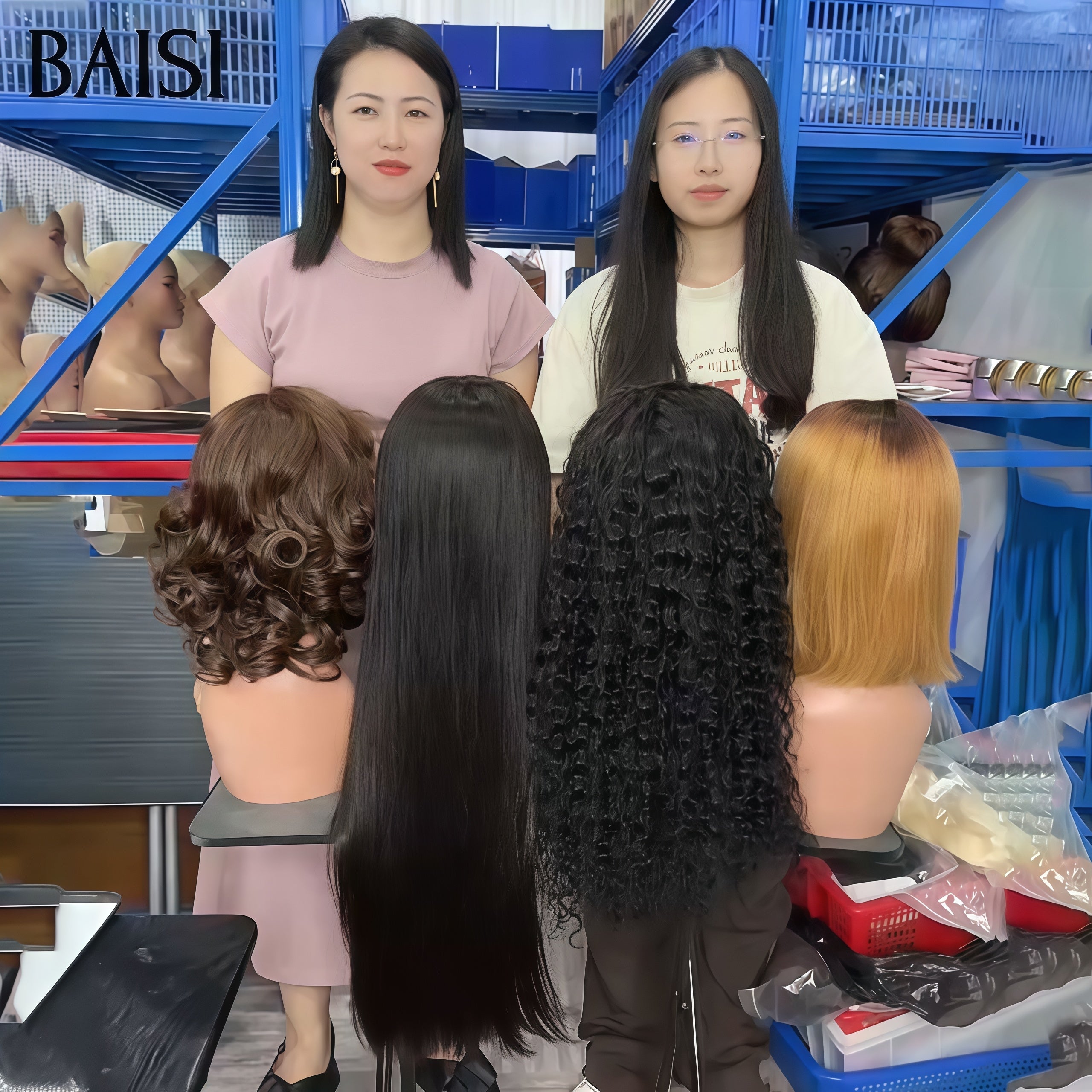 BAISI Lot de 4 perruques PROMOTION 295€ 4 types de perruques différents curly wave et lisse et egg wave en 100% vrais cheveux humains