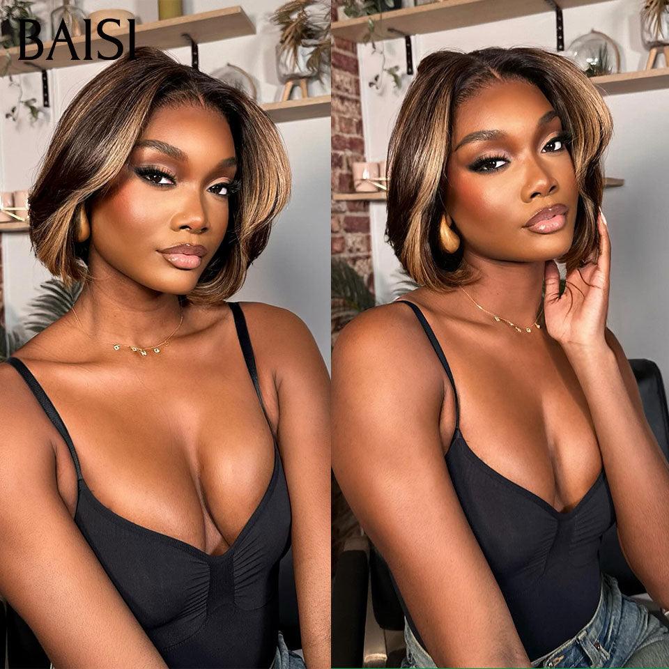 BAISI 1 Acquistato + 1 Gratis = 129€ 13X4 lace Liscia bob 4/27# e 13X4 pixie in 100% capelli umani veri