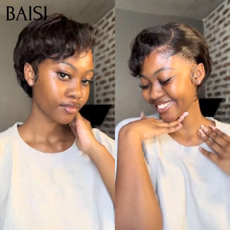 BAISI 13x4 lace frontal curly wave Bordeaux 59€ ou Prix en Gros 65€ Perruque Pixie Afro Curl 13x4 en 100% cheveux humains F-905 ou pixie finger wave 69€ MP50