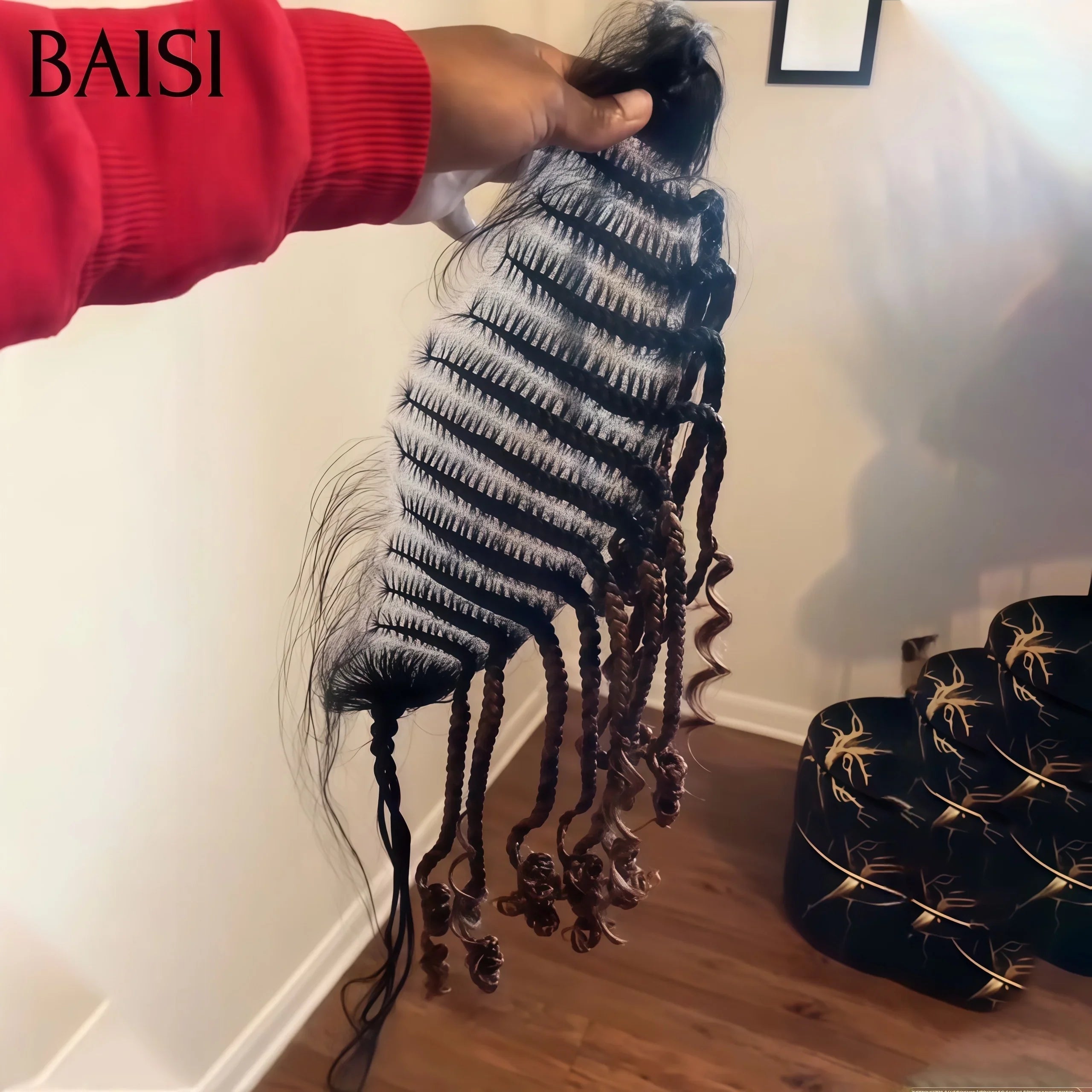 BAISI lace frontale 13x4 lace en couleur 1B30# Perruque aux cheveux avec la natte devant 100% identique à la vidéo