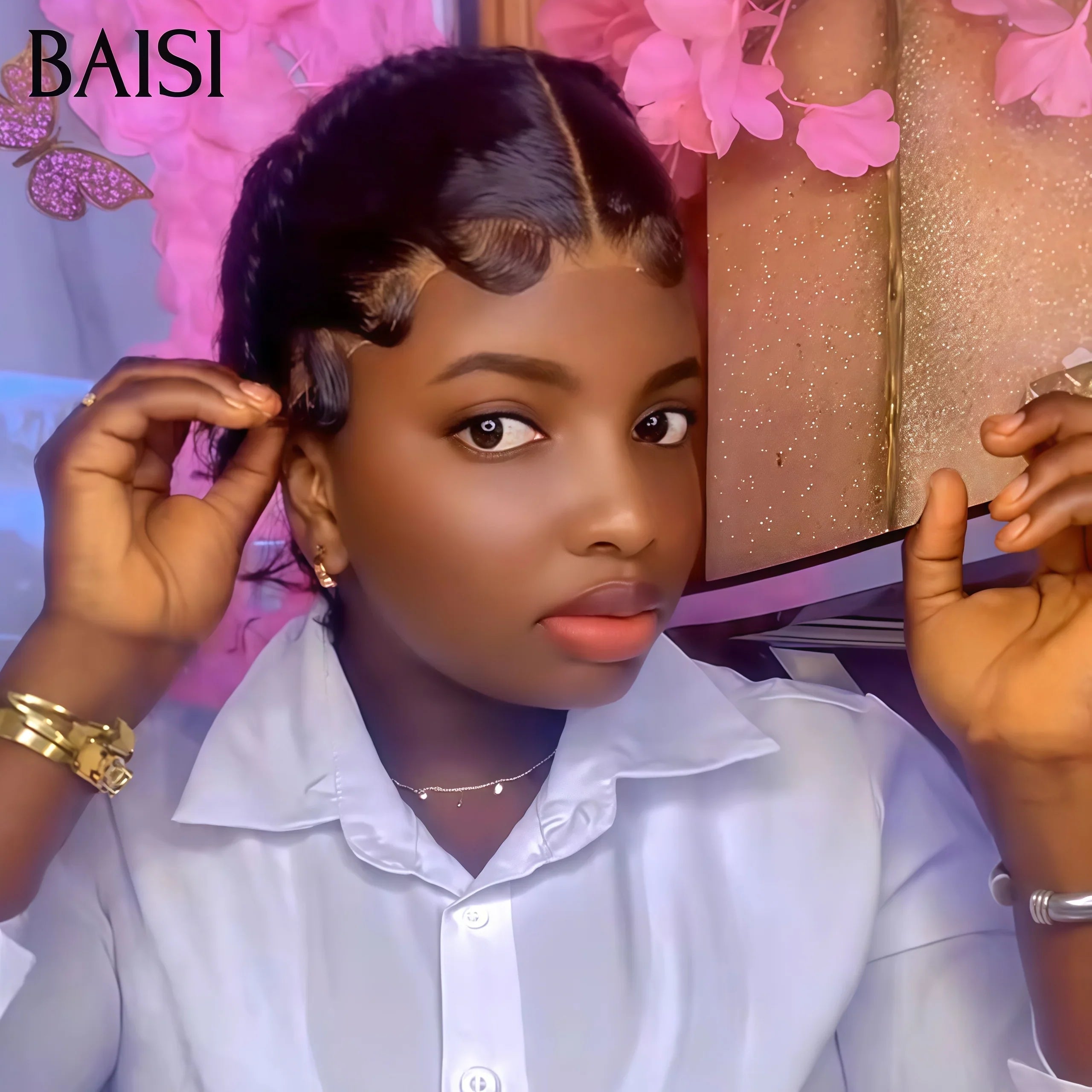 BAISI 12 Pouces 100% comme la video Grande lace frontale avec natte prête à porter sans colle simple et efficace résultat beau et naturel