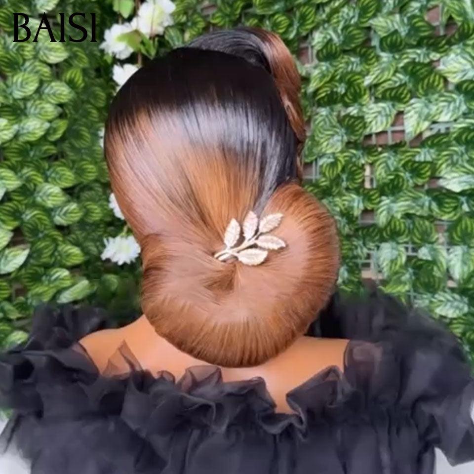 BAISI Coiffure de luxe Evangeline Perruques Mariage Prête à porter chignon et personalisation comme sur la vidéo 100% identique avec lace frontale pour mariage ou événement spécial en couleur 1B/4#