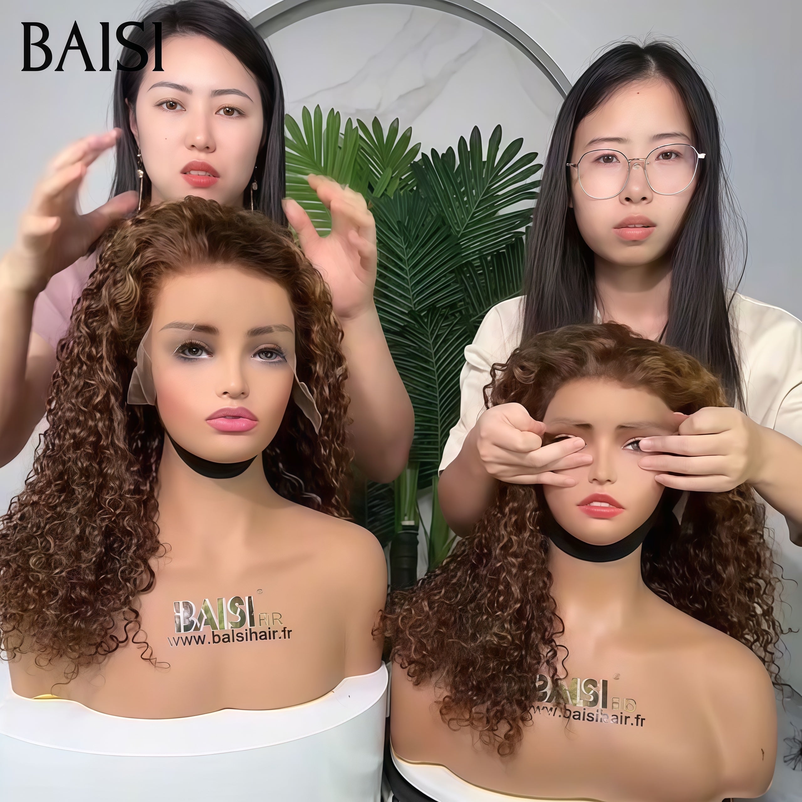 BAISI 13x4 Lace Frontale Perruque Marron Mixte Miel curly wave Moitié Prix 100% Cheveux Humains