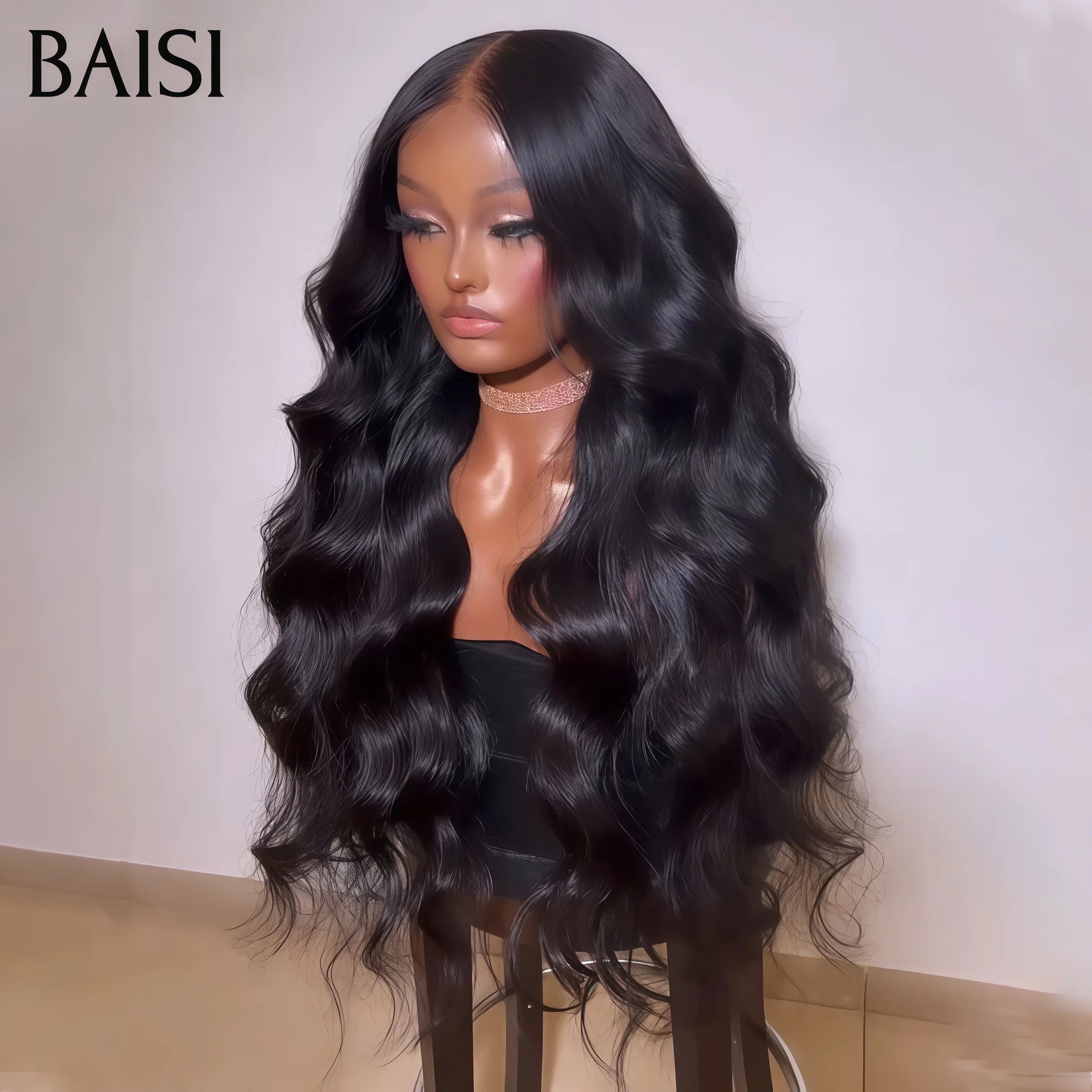 BAISI 4X4 lace closure Perruques pour revendre long Body wave couleur NOIR en 100% vrais cheveux humains