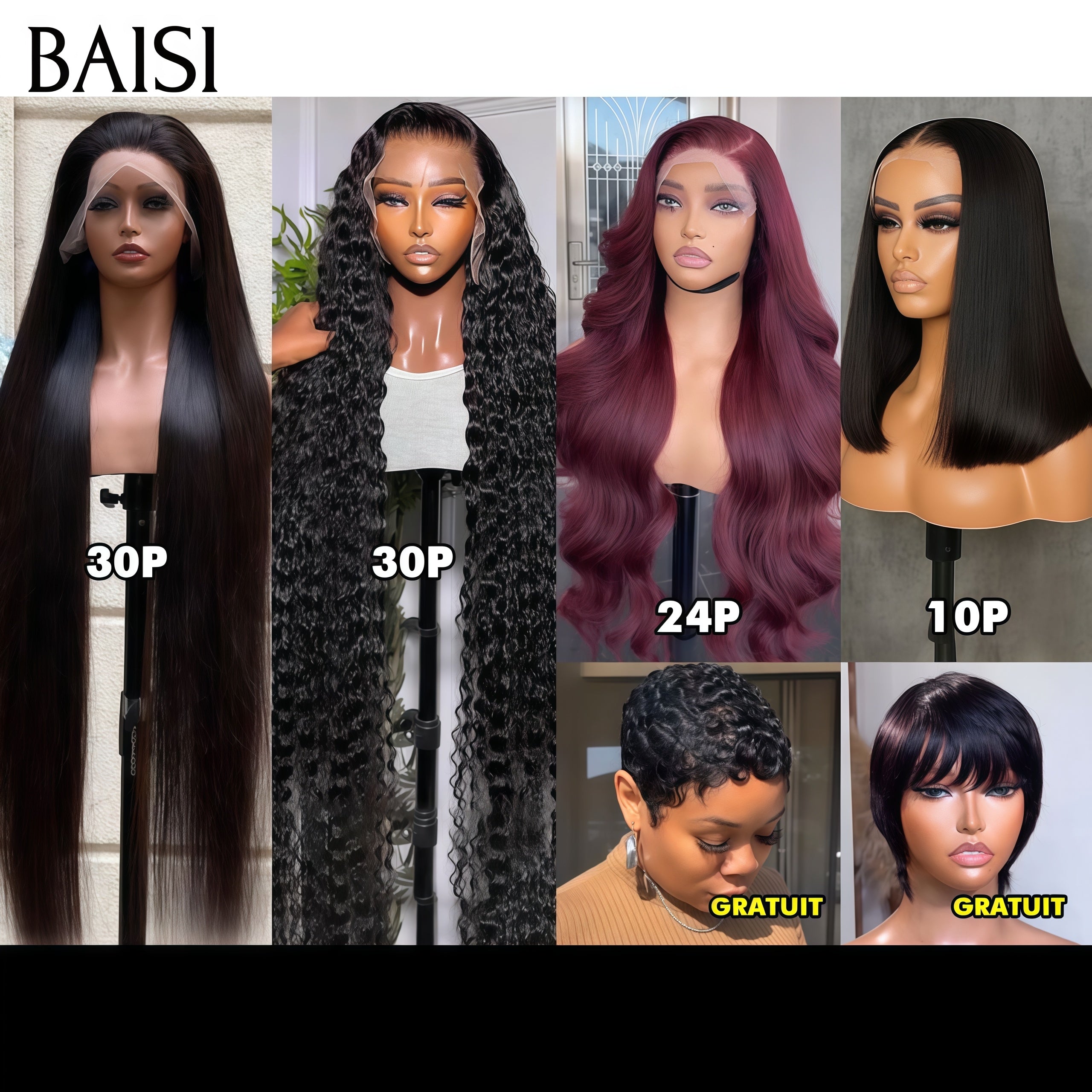 BAISI Vendita All'Ingrosso 4 Lace Frontal Parrucche 599€ più 2 parrucche gratuite in 100% Capelli Umani VIP100
