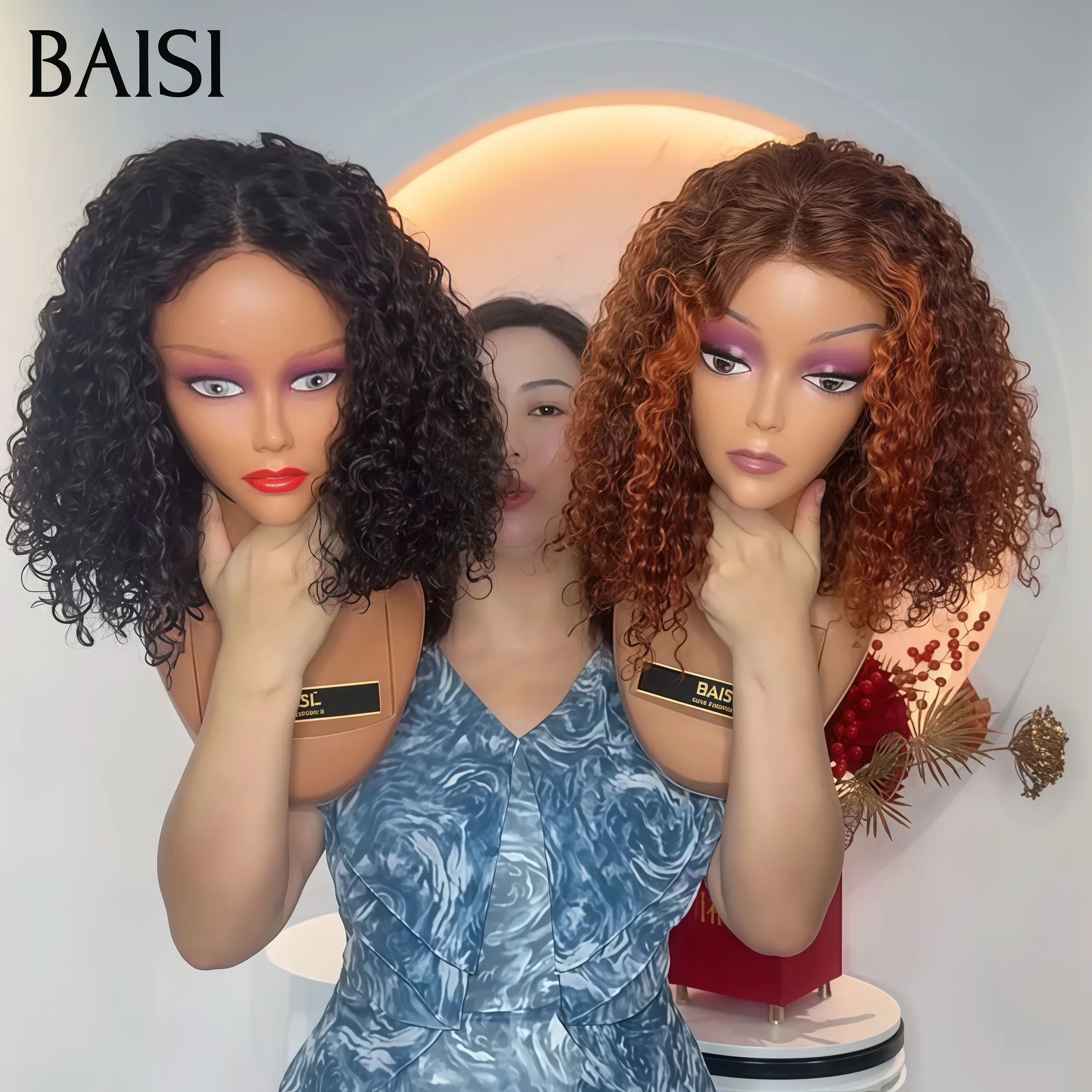 BAISI Compra 1 + 1 Gratis = 156€ 4x4 pizzo onda ad acqua 2 colori o 6 Parrucche Saldi 496€ in 100% capelli umani veri