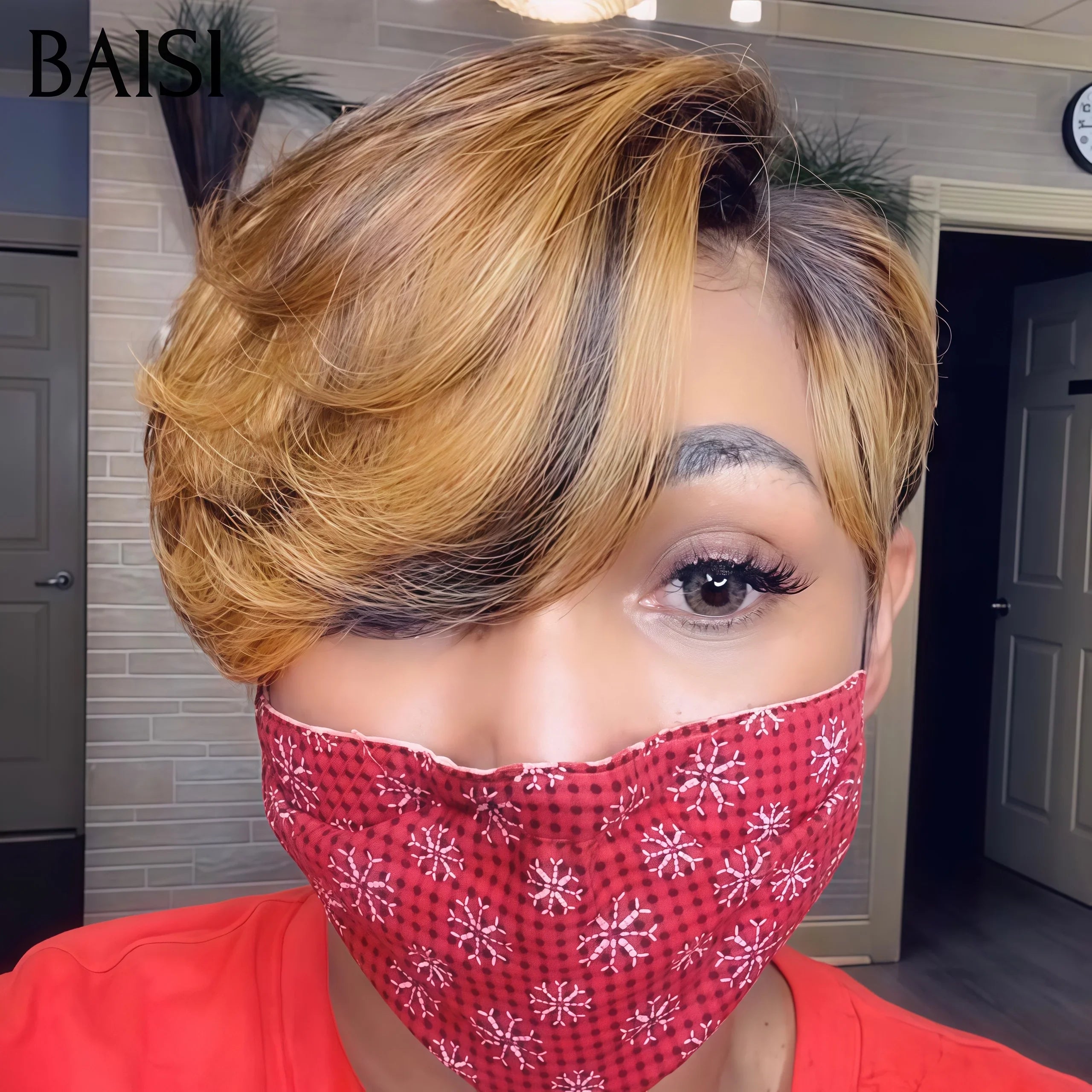 BAISI Achetez 2 perruques minimum au prix d'usine fournisseur perruque 13X4 lisse bob 8 pouces mixte Coupe Pixie Lisse 2 Couleurs personnalisées 1B4#30# Mixte ou Marron 1B4# 100% Vrais Cheveux Humains (Pas Besoins De Code)