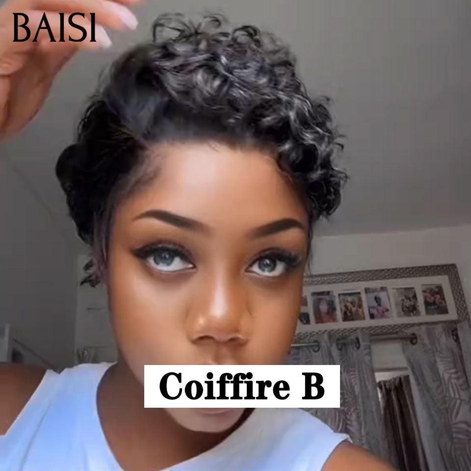 BAISI 2 Perruques pour revendre 198€ 13X4 bob Lisse 8 pouces et 13X4 pixie 6 Pouces en 100% vrais cheveux humains FR38