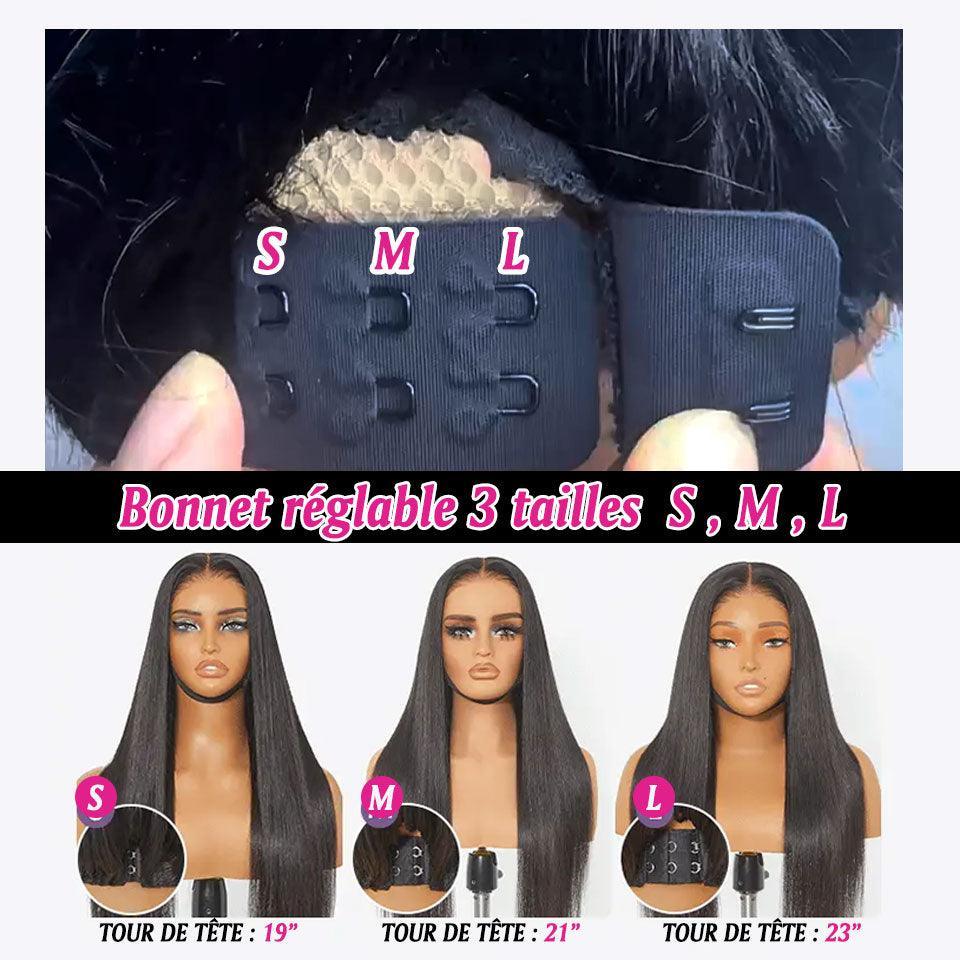 BAISI 13x6 Frontal Straight Pre-Plucked Wig No Glue Needed in 100% Raw Hair Lace Already Cut B