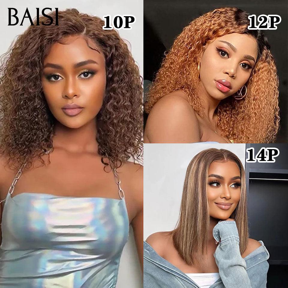 BAISI 100% satisfait 3 Perruques 249€ 13X4 lace deep wave Marron et T-part lace afro curly miel et 13X4 lace lisse 4#27# en 100% vrais cheveux humains