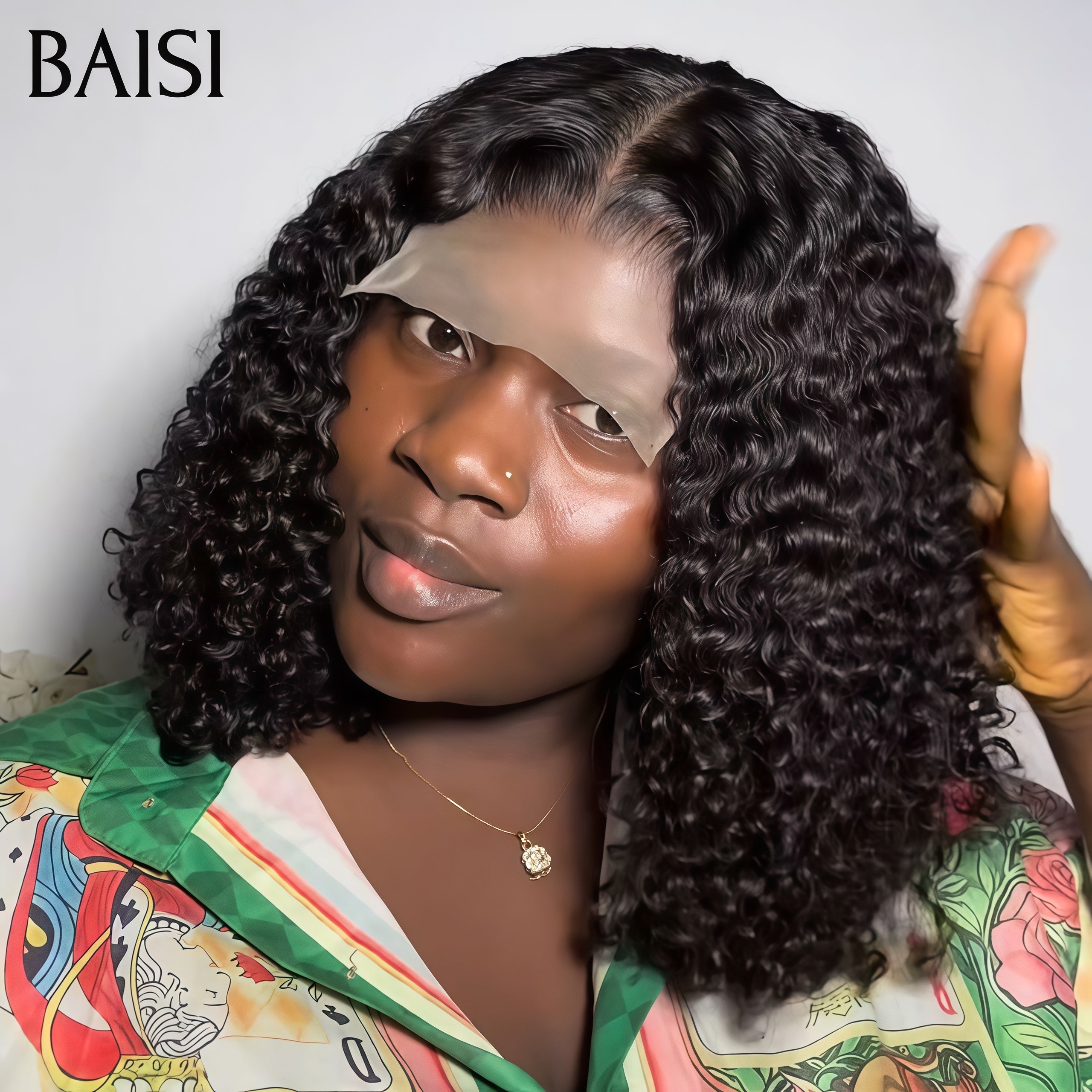 BAISI 4X4 Parrucche Deep Wave da rivendere 65€ Nero 8 Pollici in 100% capelli umani veri MP50