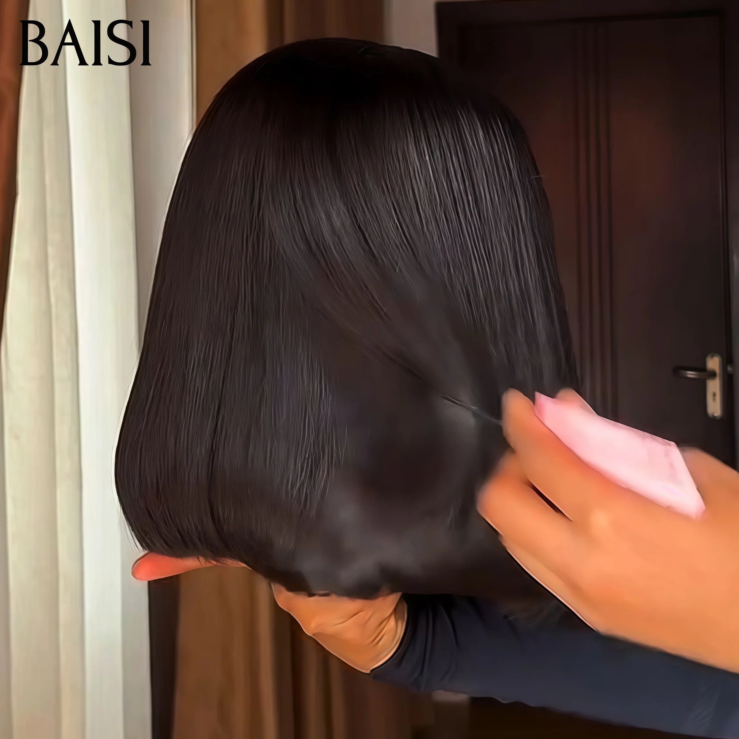 BAISI Perruques 2X6 Lace de Luxe 100% Viêtnam Hair Perruque BOB Noir Lisse Vietnam Hair plus de 20 ans d' utilisations
