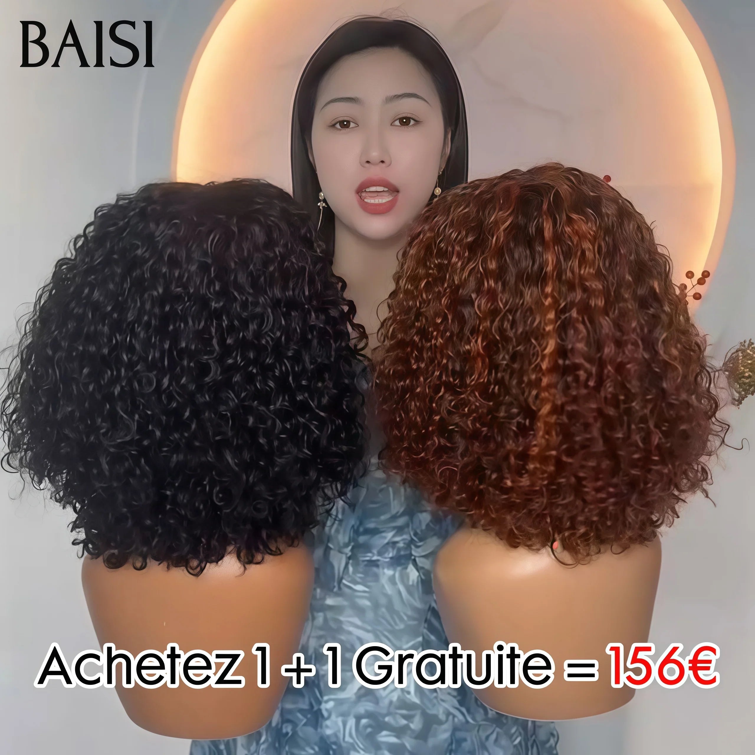 BAISI Compra 1 + 1 Gratis = 156€ 4x4 pizzo onda ad acqua 2 colori o 6 Parrucche Saldi 496€ in 100% capelli umani veri