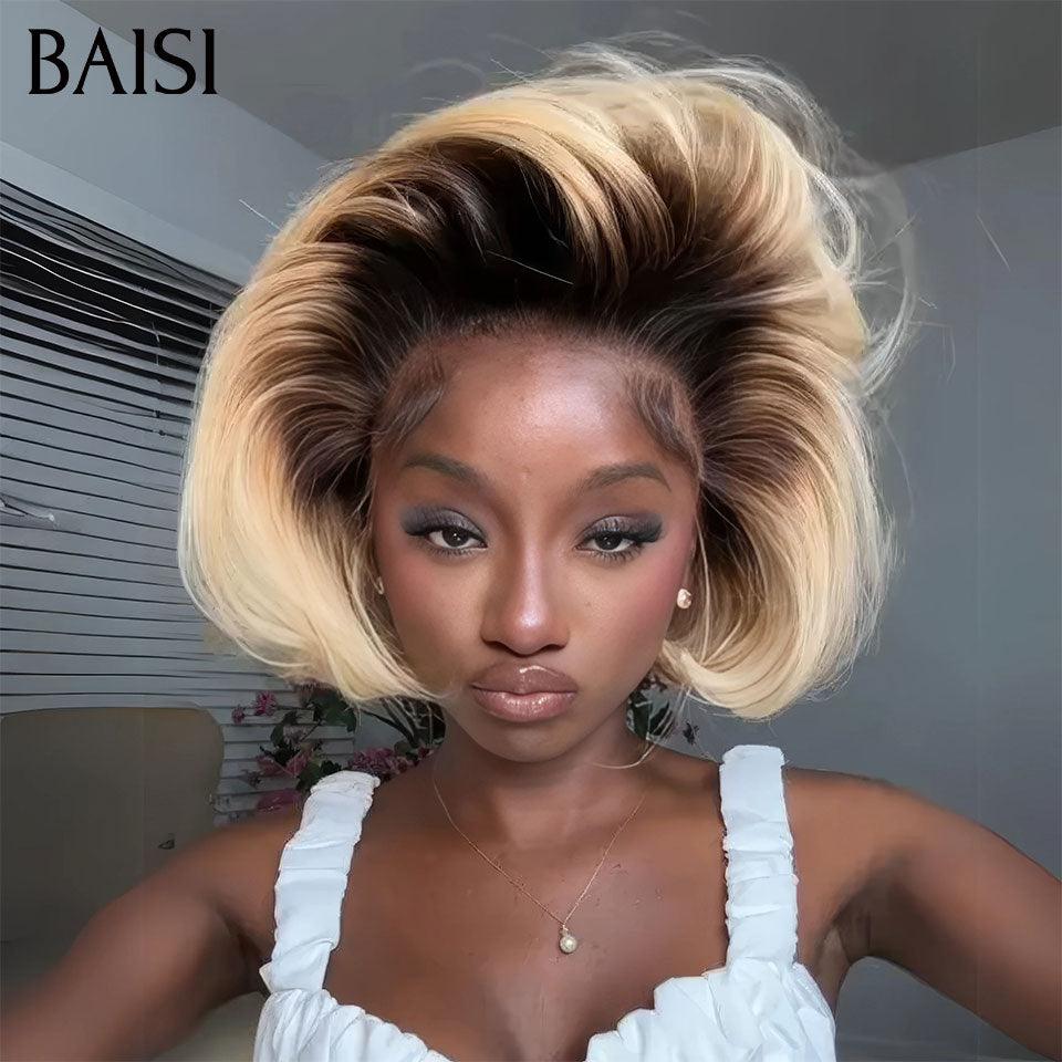 BAISI 13x4 Frontal Loose Wave Wig in Orange Mixed Blonde Color in 100% Human Hair