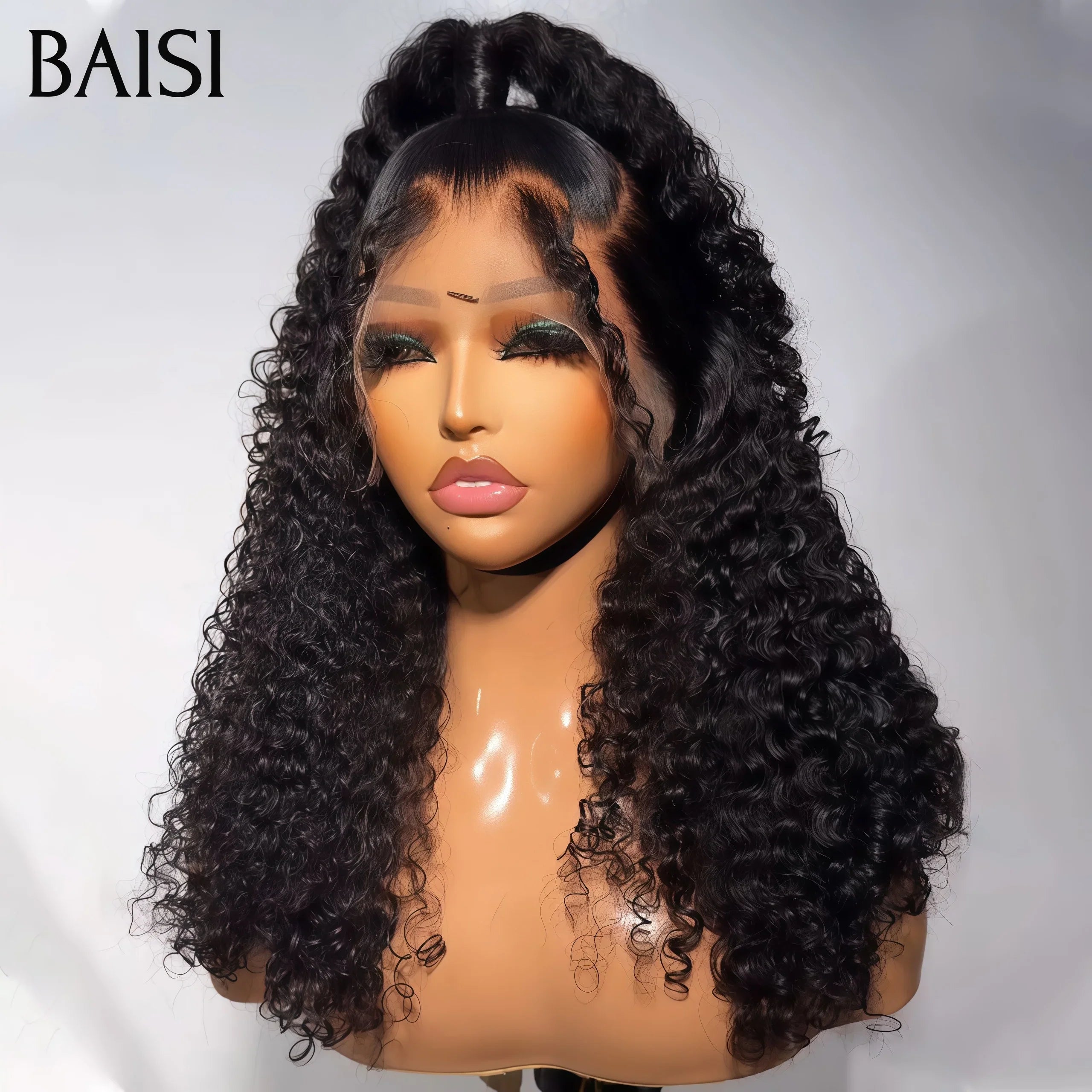 BAISI Peruca Frontal Encaracolada metade do preço 88€ 300% densidade em 100% cabelo humano