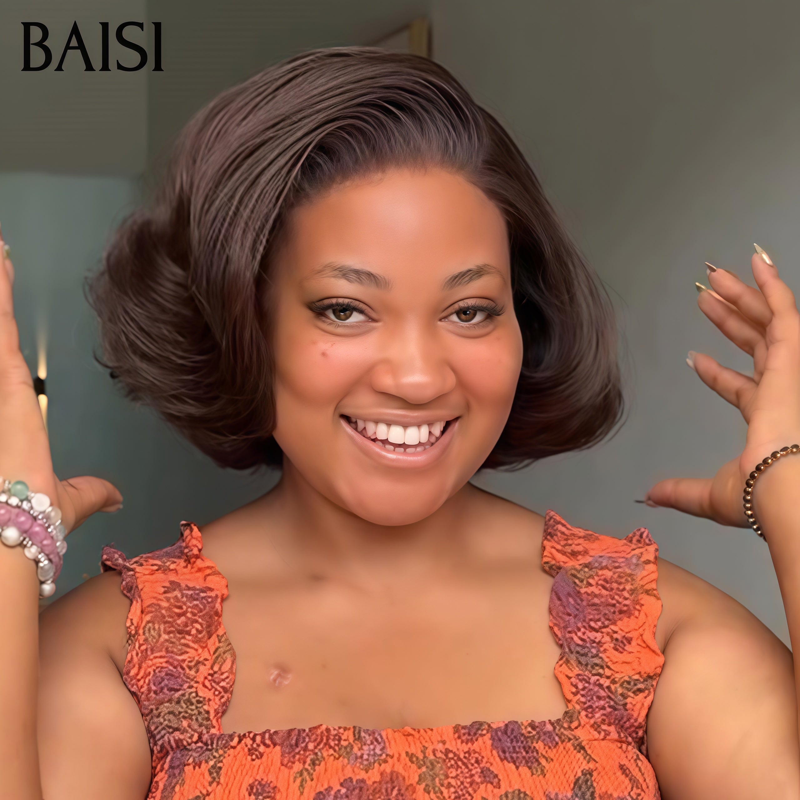 BAISI Coupe Pixie Lisse Marron 1 Perruque + 1 fer gratuit 69€ en 100% cheveux humains