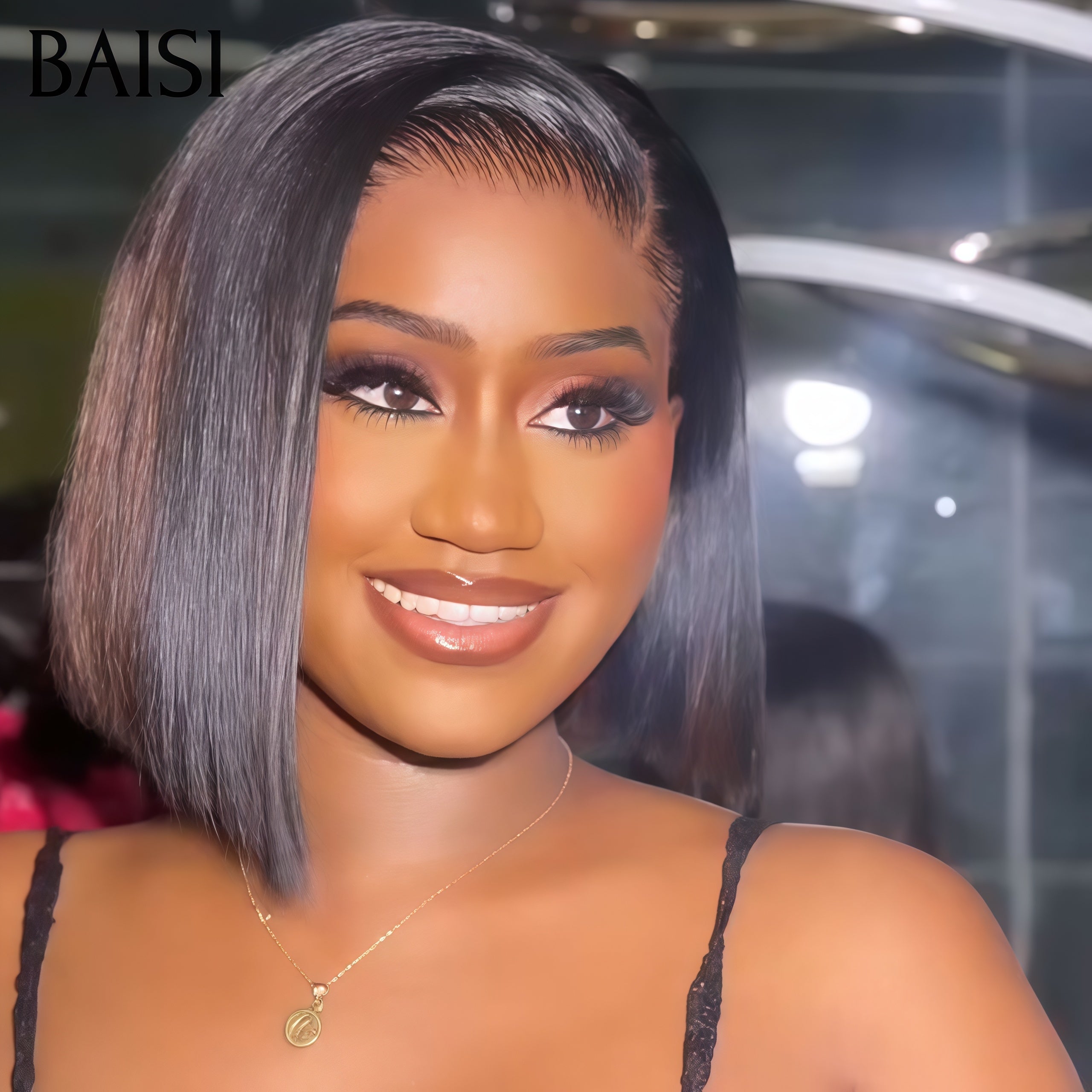 BAISI 13X4 lace frontal Lisse 10 Pouces 77€ ou 2 Perruques bob 13X4 de luxe Lisse 10 pouces et 13X4 lace curly wave 14 pouces pour revendre 268€ 250% densité en 100% vrais cheveux humains BS65