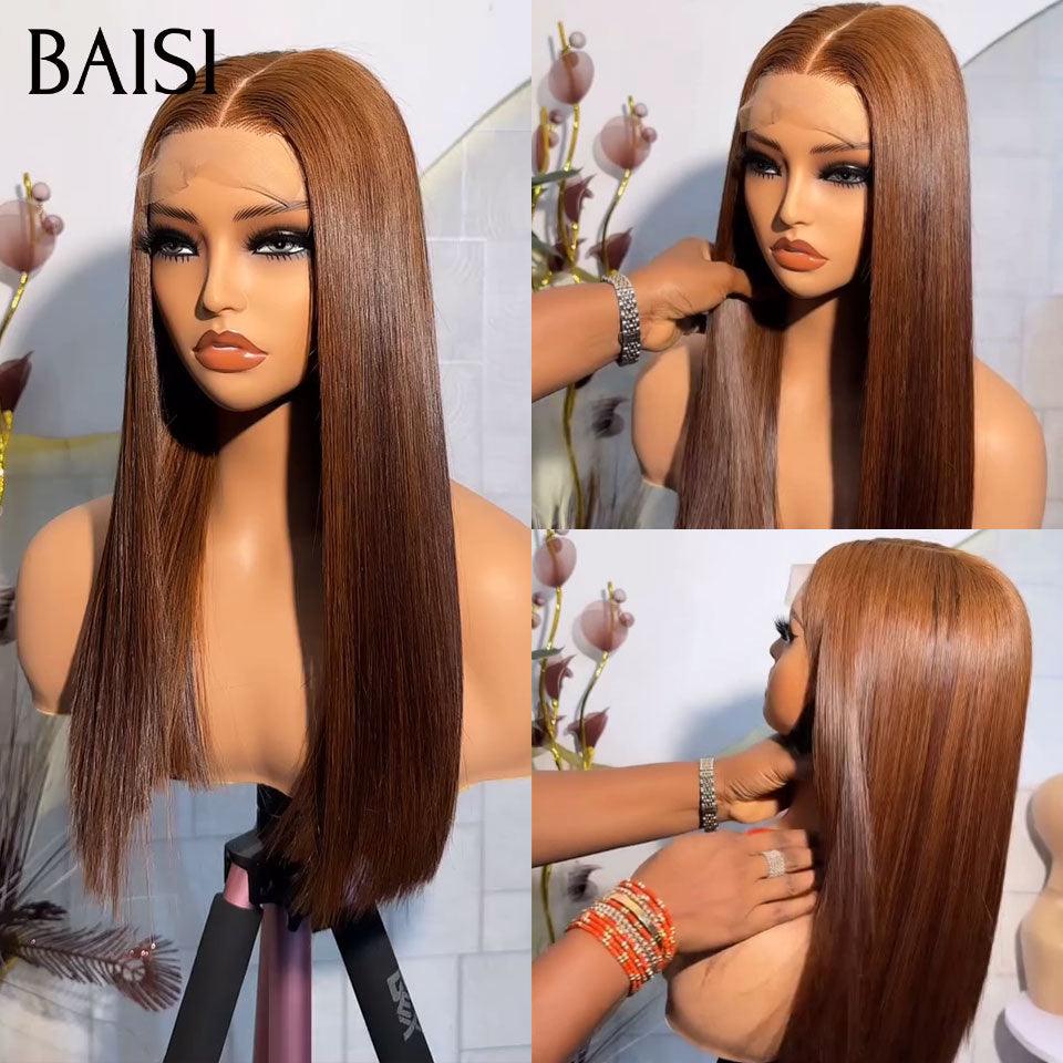 BAISI Parrucca Riccia Deep Wave con Frangia 12 Pollici Colore 4#mix27# In 100% Capelli Veri Umani 106€ o 2X6 Liscia Marrone 16P 169€ Codice : BS120