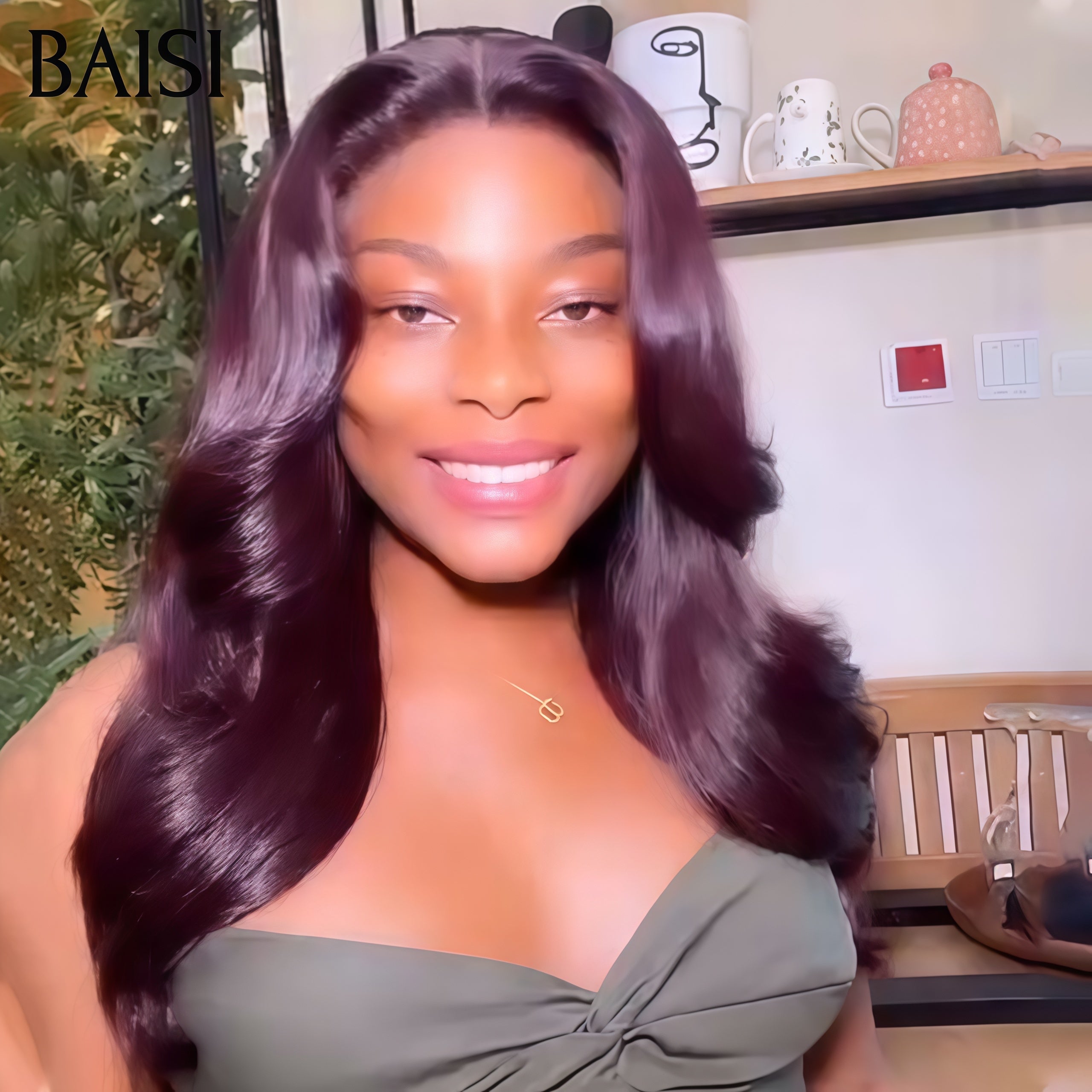 BAISI 4x4 Perruque Body Wave Bordeaux #99J 20 pouces 145€ Sans Colle Lace déjà couper Facile à Porter en 100% Cheveux Humains