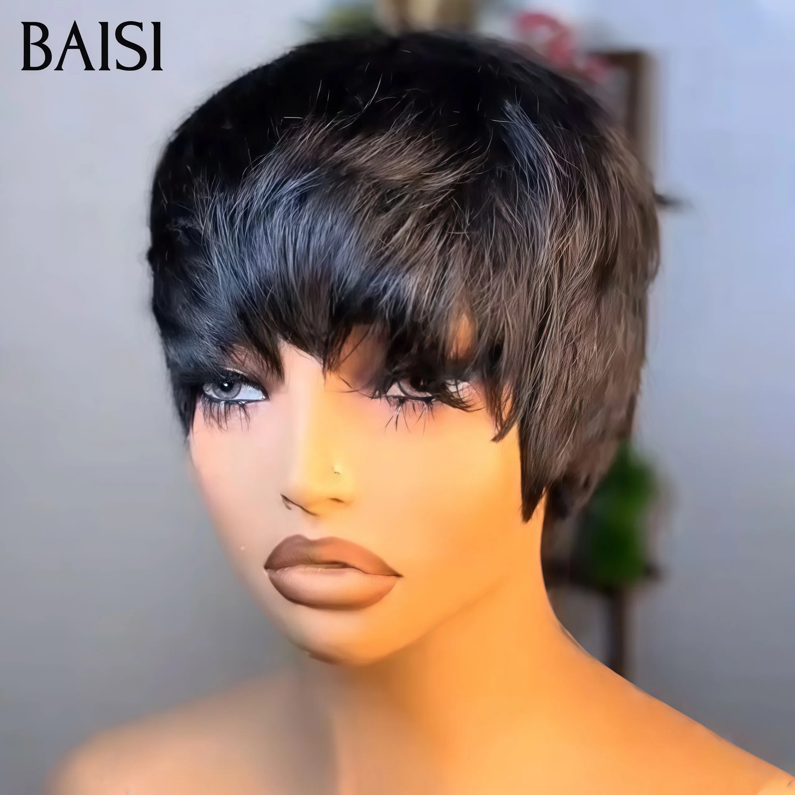 BAISI Modelo Topo Corte Curto 55€ em Preto ou Rosa, 100% Cabelo Humano, Fabricado à Máquina