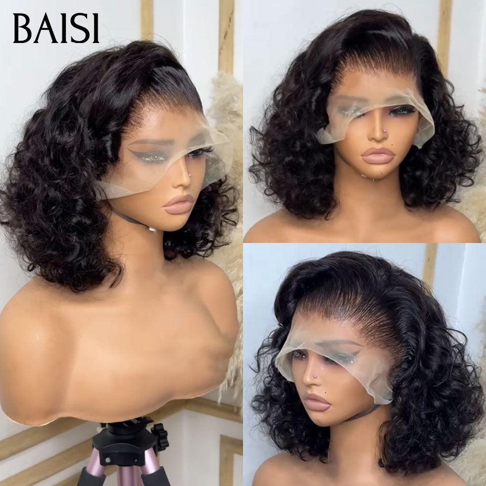 Parrucca frontale in pizzo 13x4 BAISI Onda profonda Castano chiaro in 100% veri capelli umani