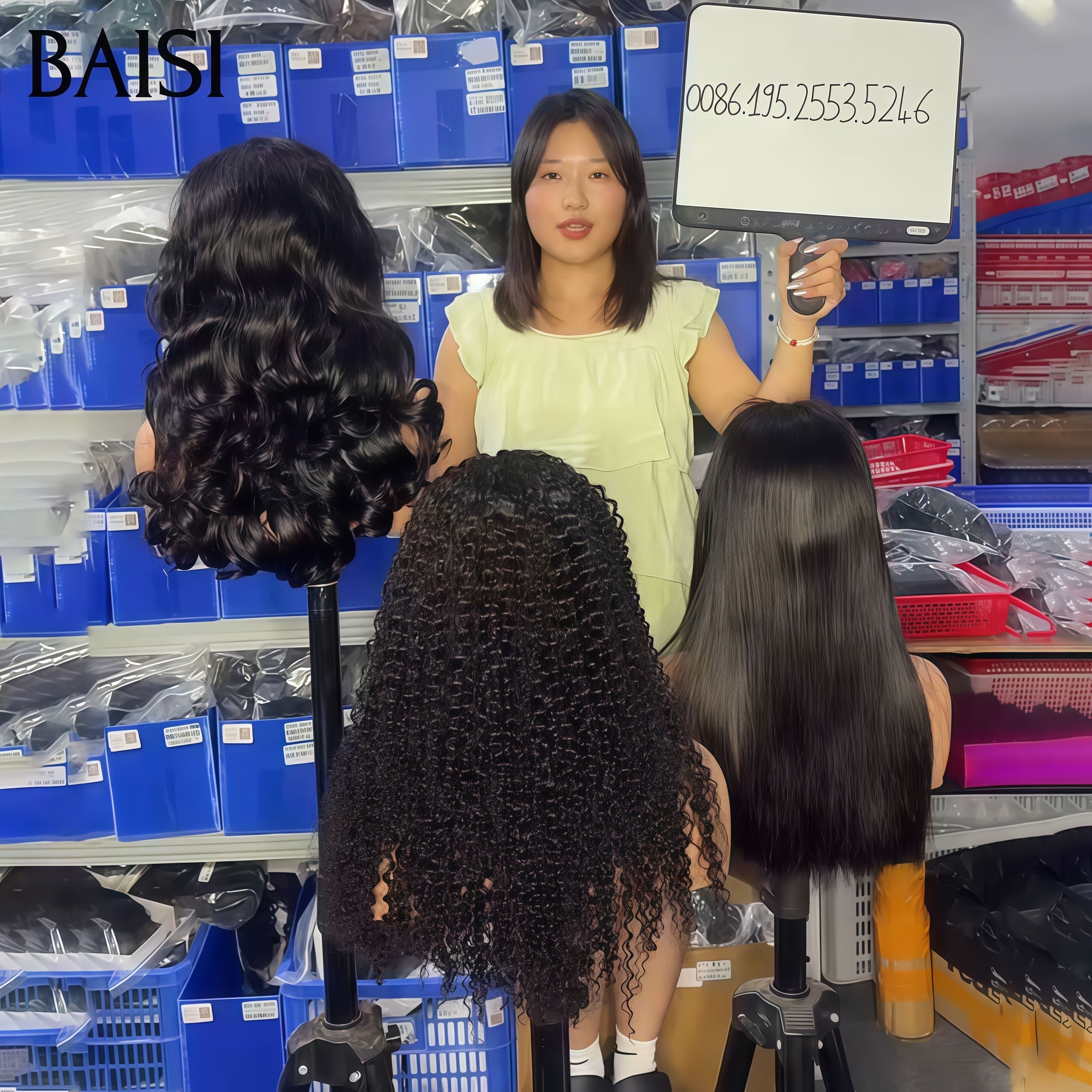 BAISI 3 perruques Offre spéciale 199€ 14 pouces 13X4 lace frontal closure body wave et lisse et curly wave en 100% vrais cheveux humains