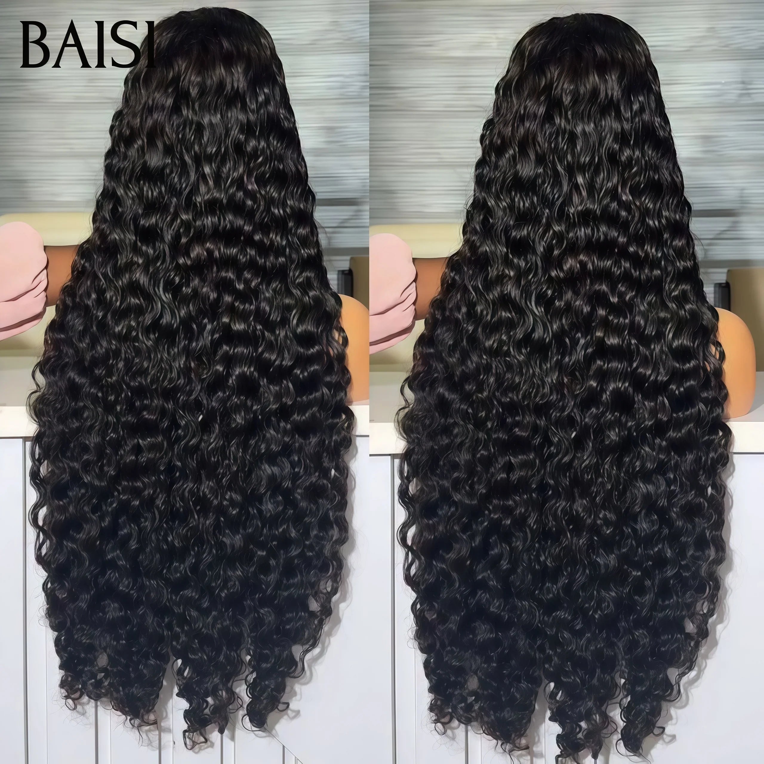 Parrucca a onda sciolta con chiusura 4x4 BAISI 100% capelli umani brasiliani capelli indiani di buona qualità