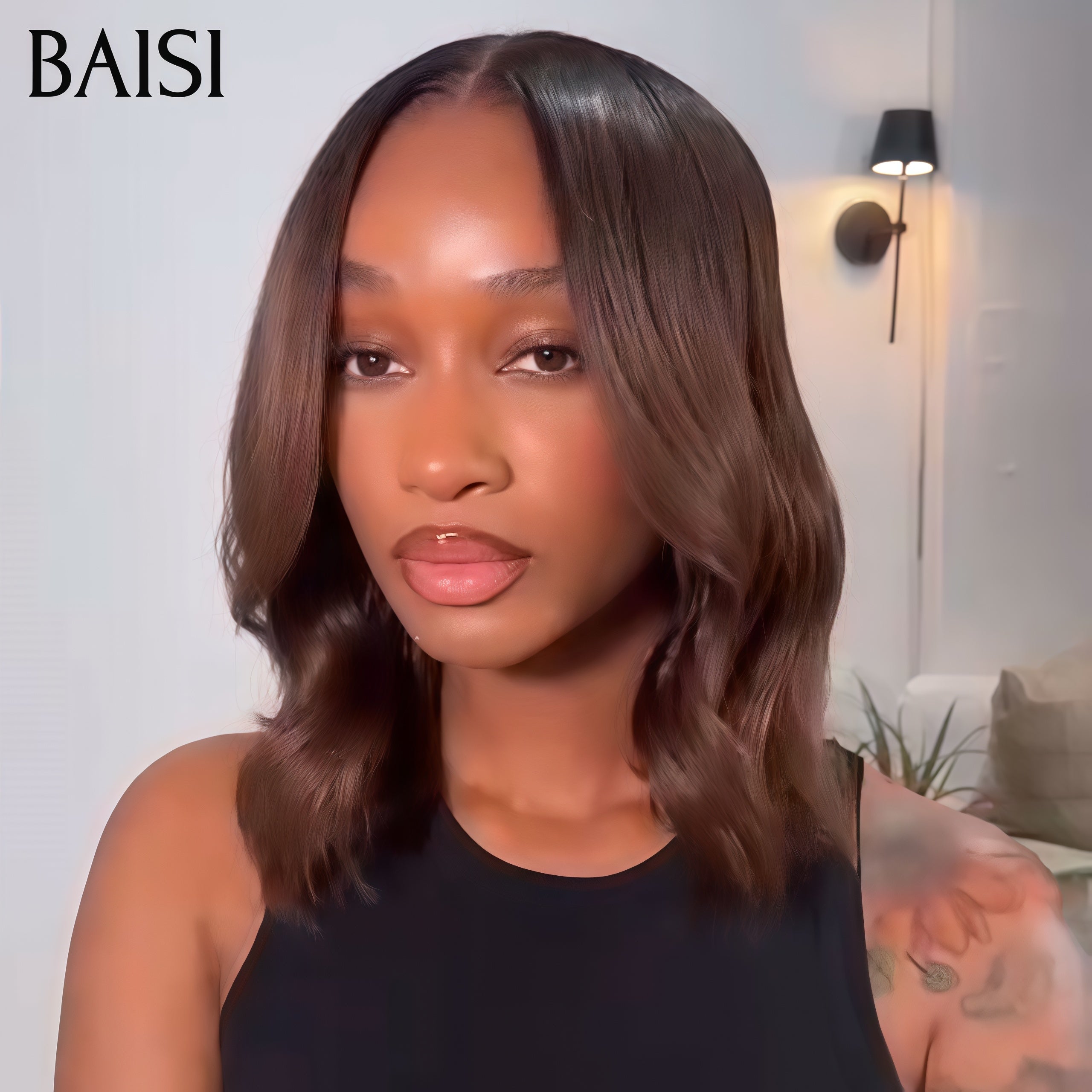 BAISI 13x4 lace frontal 10 Pouce Marron 79€ ou Perruque lisse 1B Vert En 100% Cheveux Humains