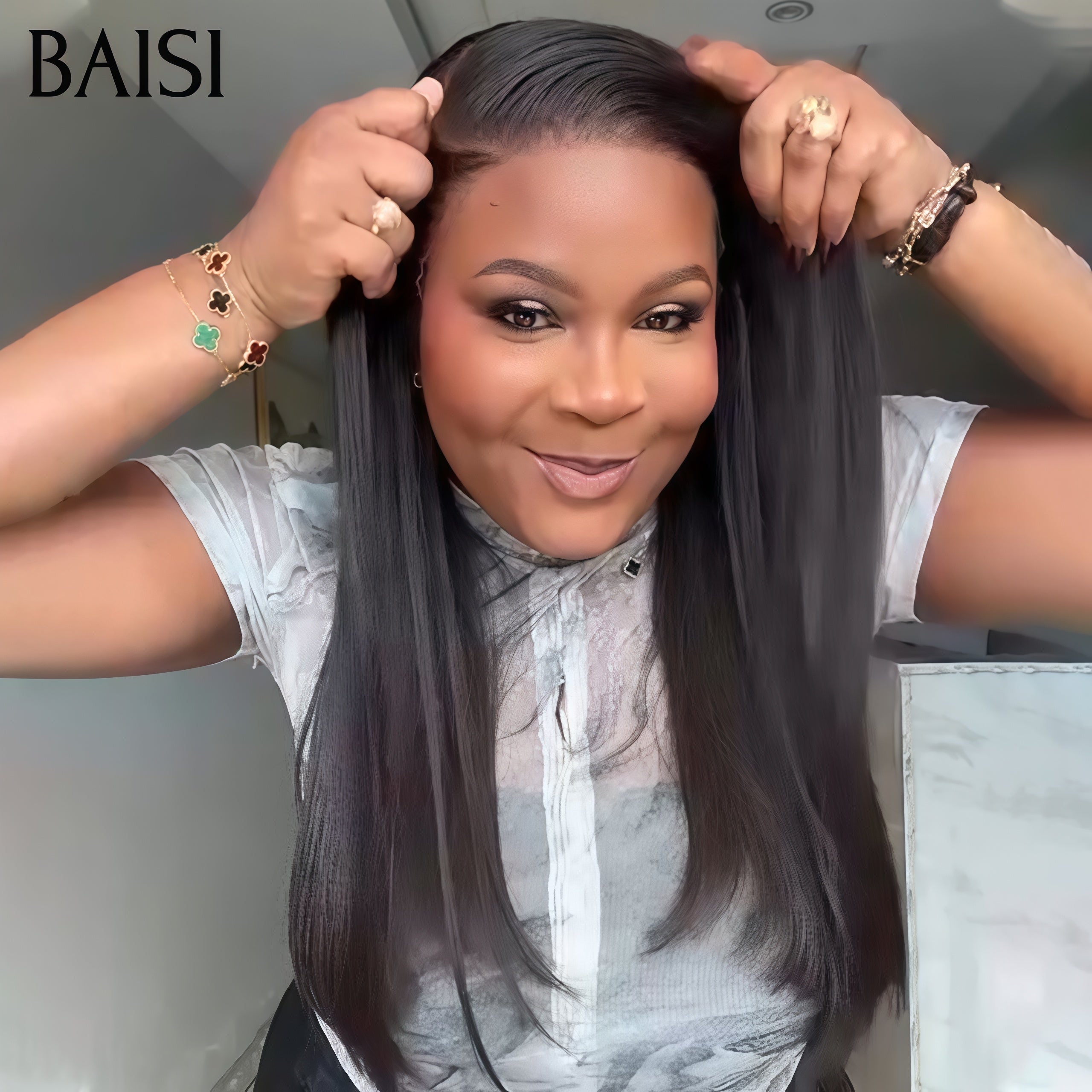 BAISI Peruca Natural em Lace Frontal Lisa 26 pouces 159€ Em 100% Cabelo Humano B