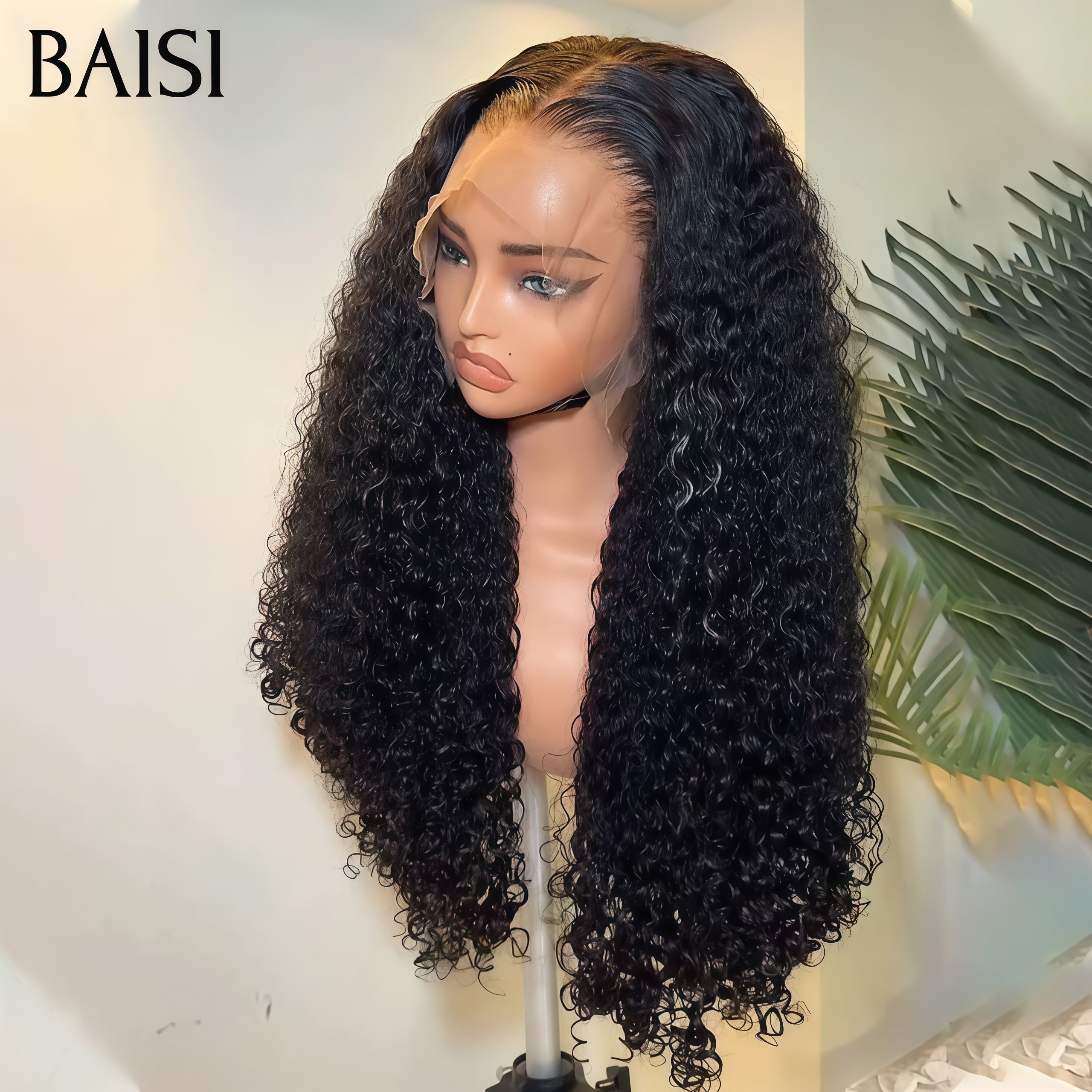 BAISI Perruque Naturelle En Lace Frontal Kinky Curly En 100% Cheveux Humains