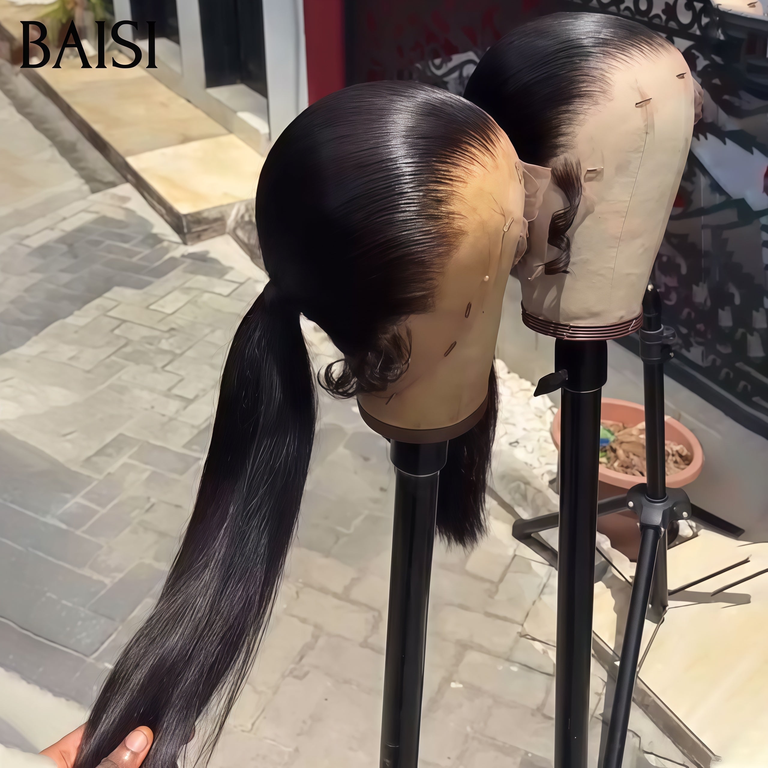 BAISI frontal em renda 13x4 20 polegadas 1 peruca + 1 pente elétrico grátis = 119€ Em gama alta em 100% Raw Hair