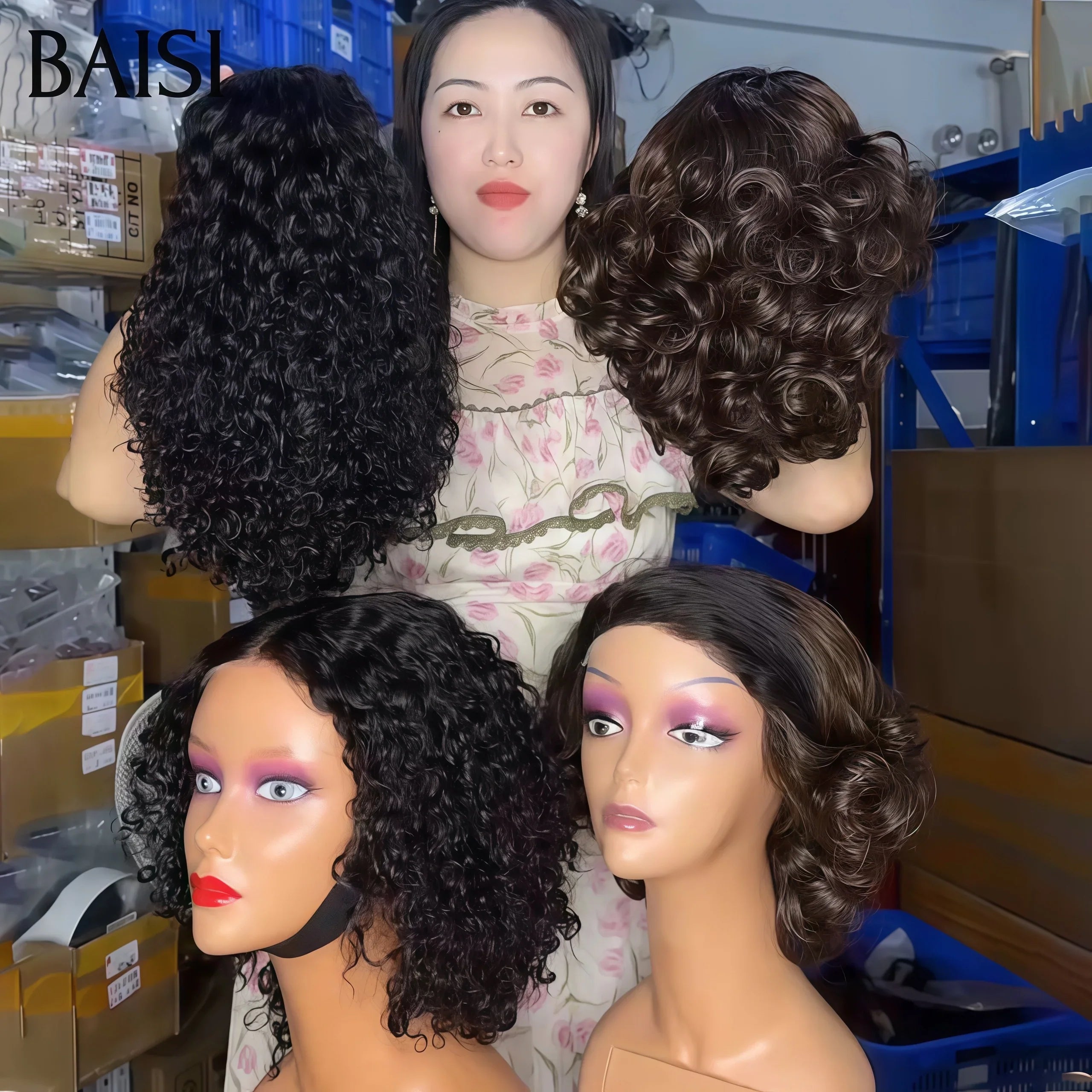 BAISI Achetez 1 + 1 Gratuite = 129€ 4X4 lace curly wave 10 pouces et 5x5 lace egg wave 10 pouces ou1 Acheté + 1 Gratuite = 158€ 13X4 lace pixie 99J# et bob blonde 4T613# en 100% vrais cheveux humains (pas besoin de code)