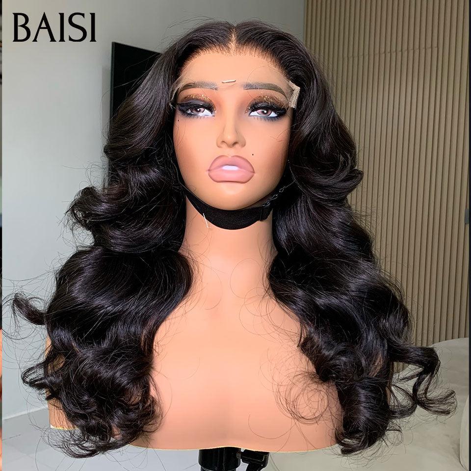BAISI 5x5 HD lace Invisible Perruque Body wave 250% Densité en Noir en 100% Cheveux Humains