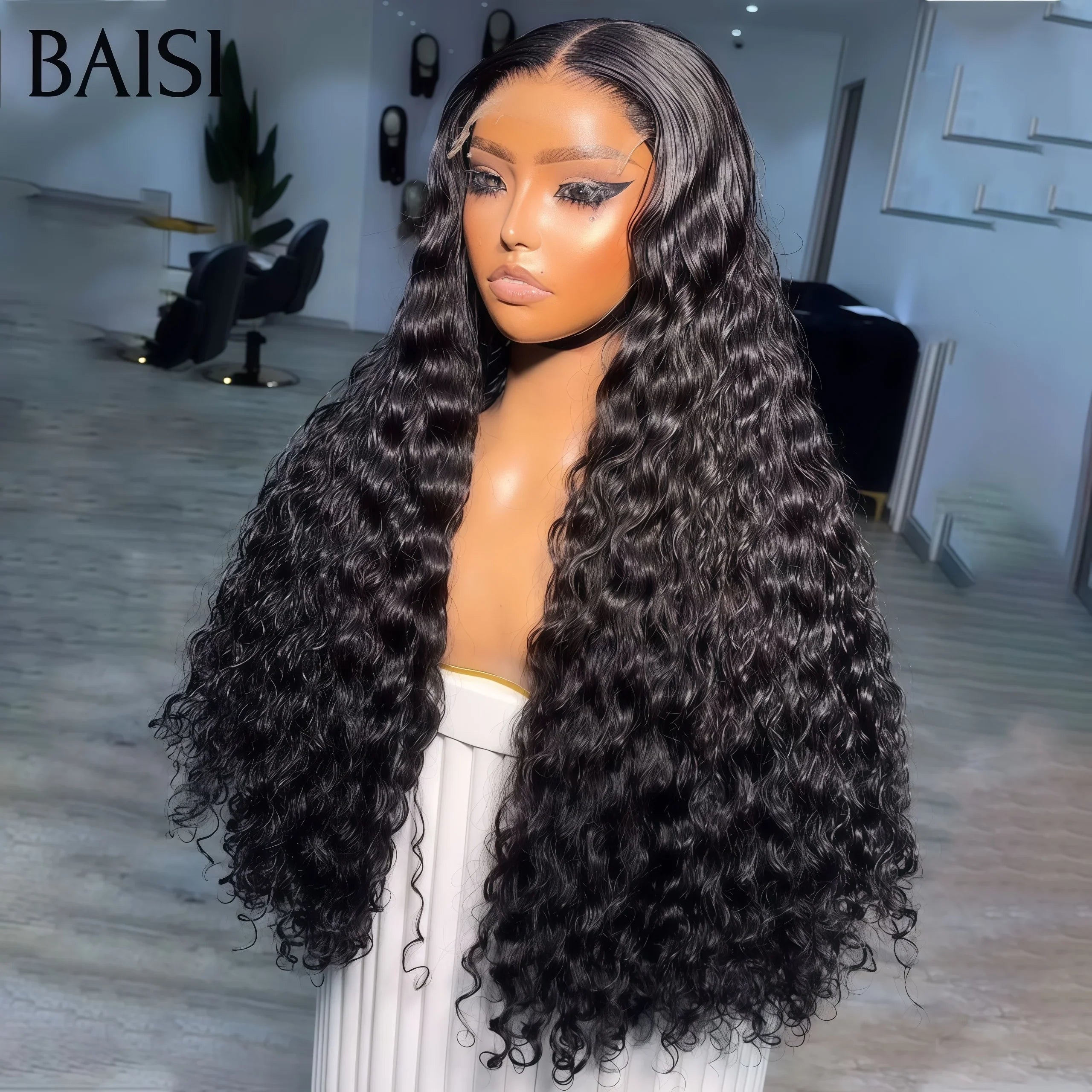 BAISI Acquista almeno 2 parrucche al prezzo di fabbrica fornitore 13X4 lace frontal parrucca onde ricce 24 Pollici 129€ o in Francia IVA 0€ arrivo 48H T PART LACE PARRUCCA Afro Riccia CON LA RIGA DI LATO