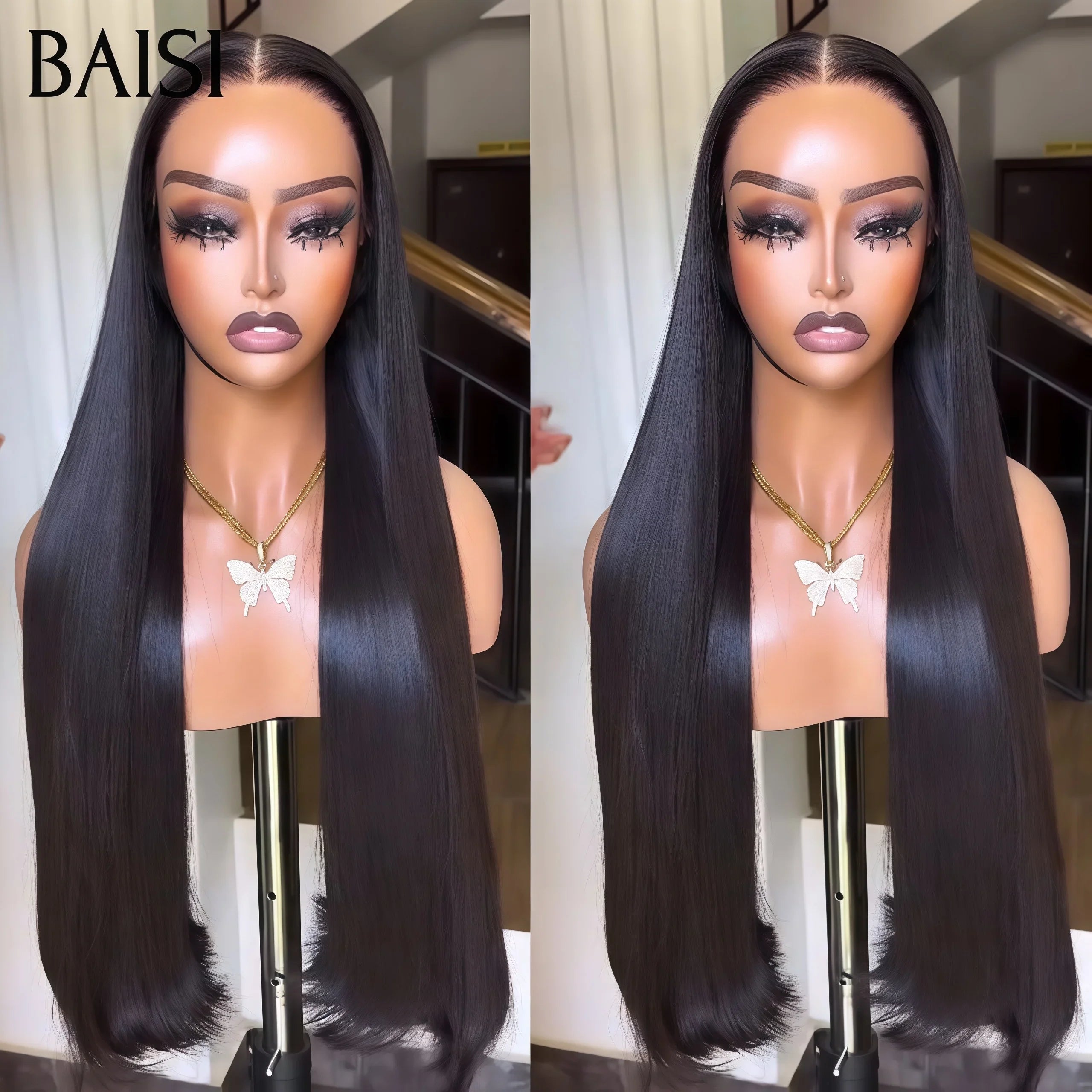 BAISI Compre 2 perucas no mínimo a preço de fábrica 13x4 lace frontal Peruca lisa 24 polegadas 129€ ou na cor #4 pré-depilada Sem cola em 100% cabelo cru lace já cortado 100% cabelo humano verdadeiro (sem código necessário)