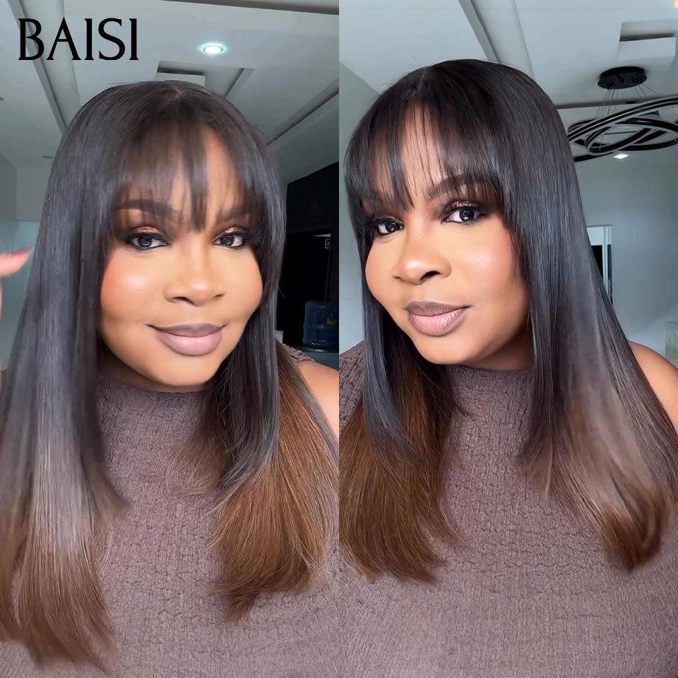 BAISI 100% Vietnam Hair Perruques SDD BONE STRAIGHT Lisse BOB avec Frange de luxe 14 pouces 149€en 100% vrais cheveux humains