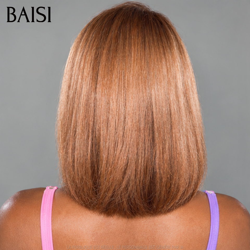 BAISI 13X4 Straight Bob Wig In Brown #4 Pre-Plucked No Glue Needed in 100% Raw Hair Lace Already Cut
