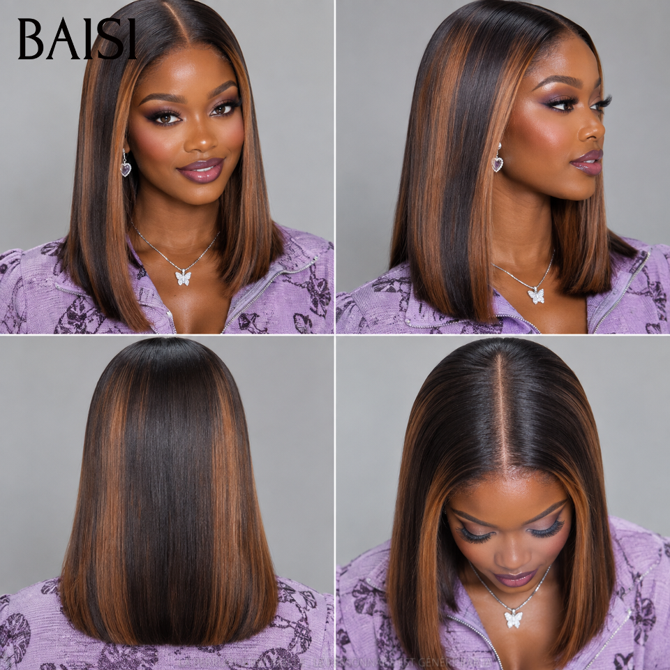 BAISI 2X6 lace closure perruque Lisse en couleur NOIR Mixte brun SDD BONE Straight 100% Vietnam Hair 100% identique