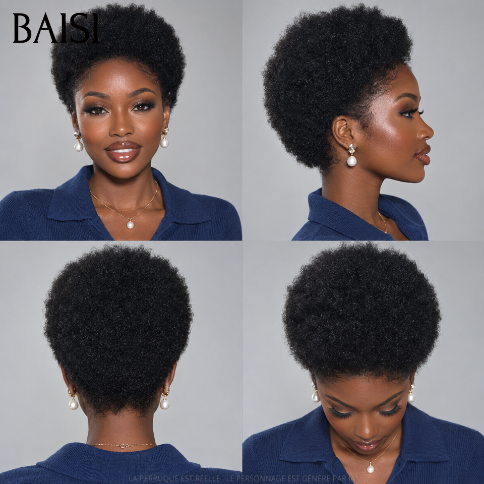 BAISI Achetez 2 perruques minimum au prix d'usine Perruque Pixie Afro Curl 13x4 lace frontal bouclé partout différentes couleurs disponibles en 100% cheveux humains F-905